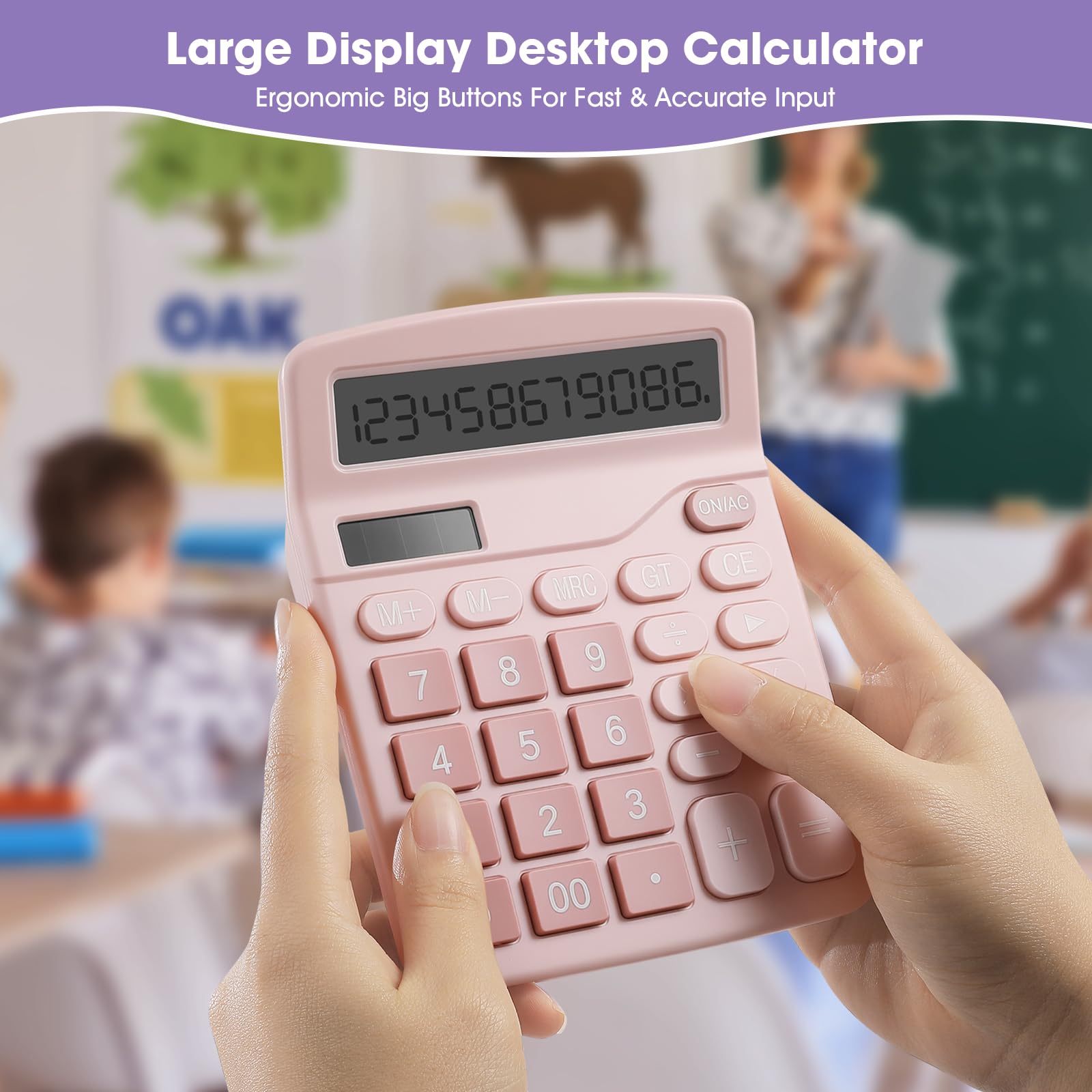 Lot de 8 calculatrices en vrac, calculatrices de bureau à 12 chiffres avec grand écran LCD et boutons sensibles, double alimentation solaire et batterie, parfaites pour le bureau, l'école, la maison