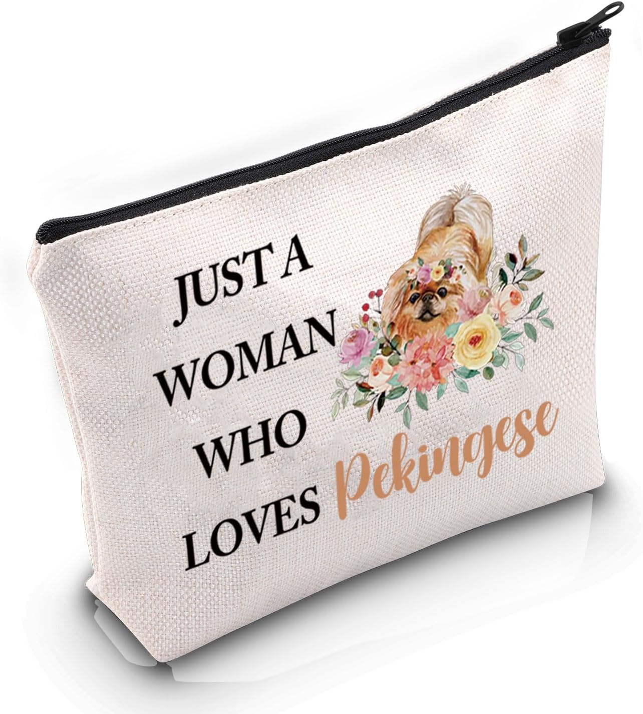 VAMSII Pekingese Lover Gift Woman Loves Pekingese Makeup Bag Pekingese Mom Cosmetic Bag Pekingese Owner Gift (Woman Loves Pekingese M)