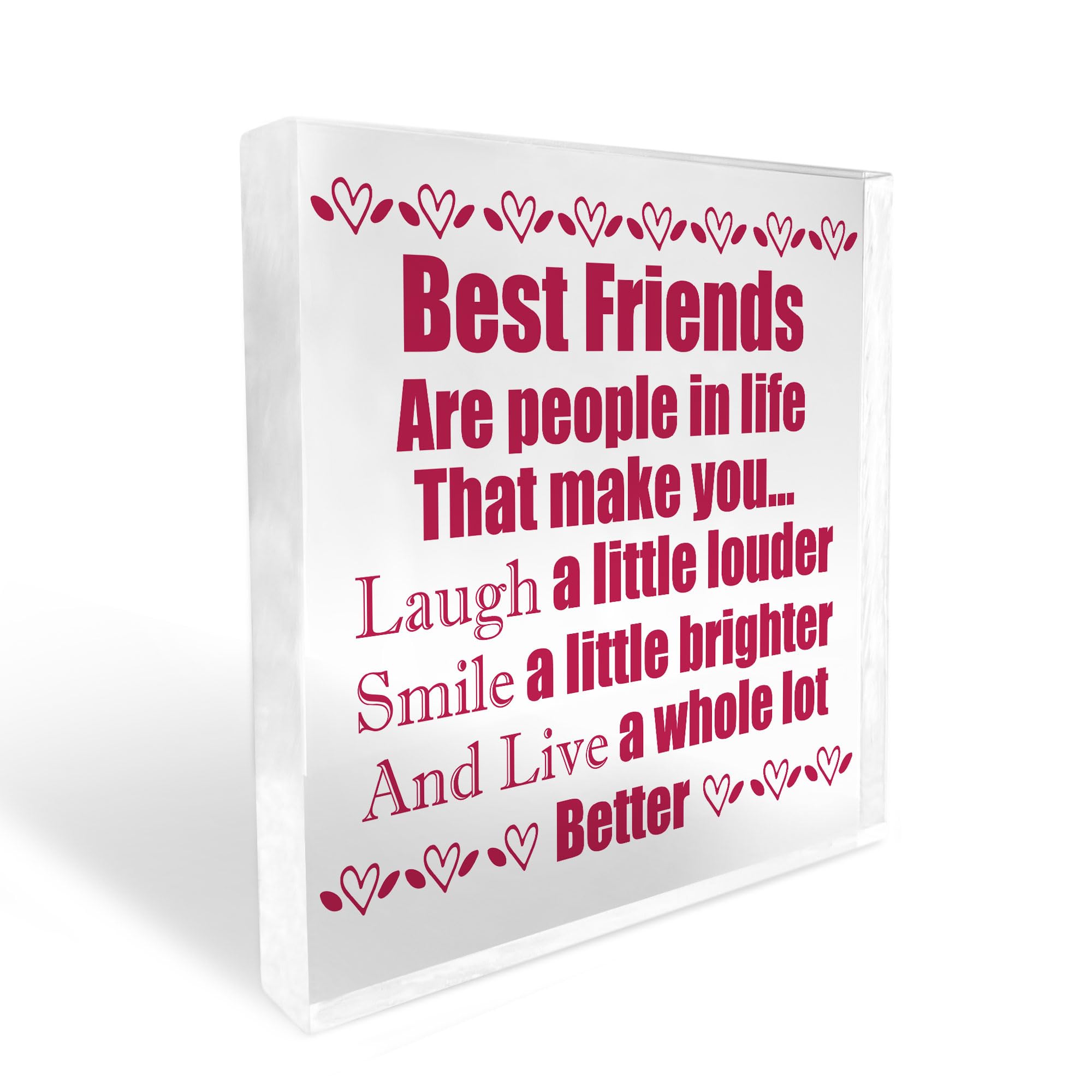 Red Ocean Best Friend Acrylic Plaque Gift For Christmas Birthday - Friendship Gifts For Women - Best Friend For Christmas - Birthday Gifts For Friends
