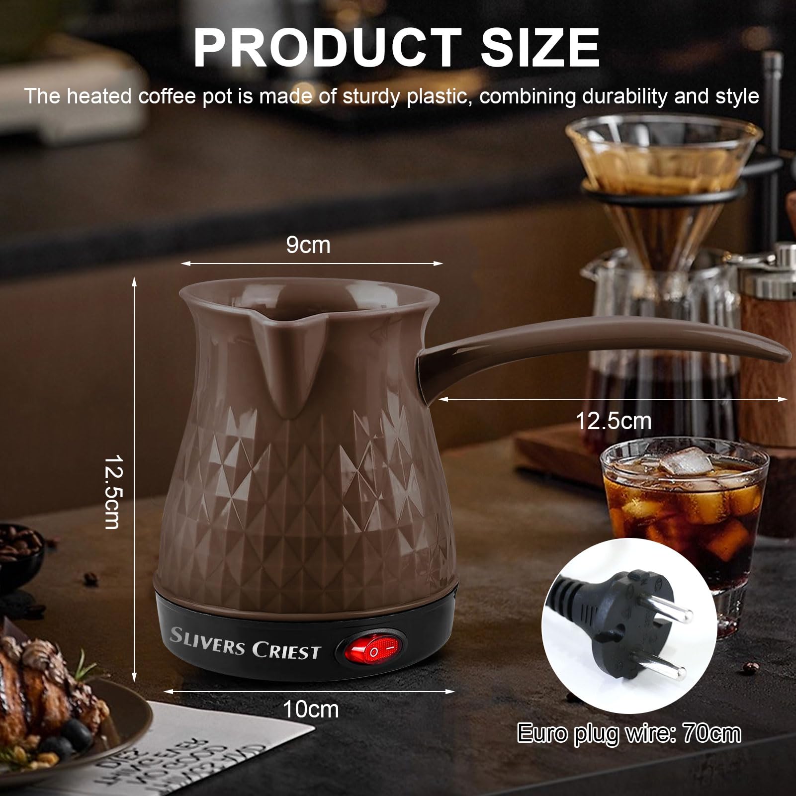 Cafetera turca eléctrica de 500 ml, cafetera turca de inducción con mango extraíble, antiquemaduras y calentamiento uniforme, cafetera eléctrica Cezve para café, té