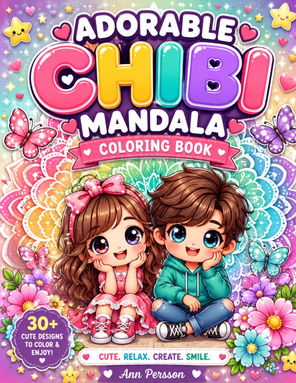 Cute Chibi Mandala Coloring Book: 45 Adorable Kawaii Characters to Color for Relaxation and Creative Fun