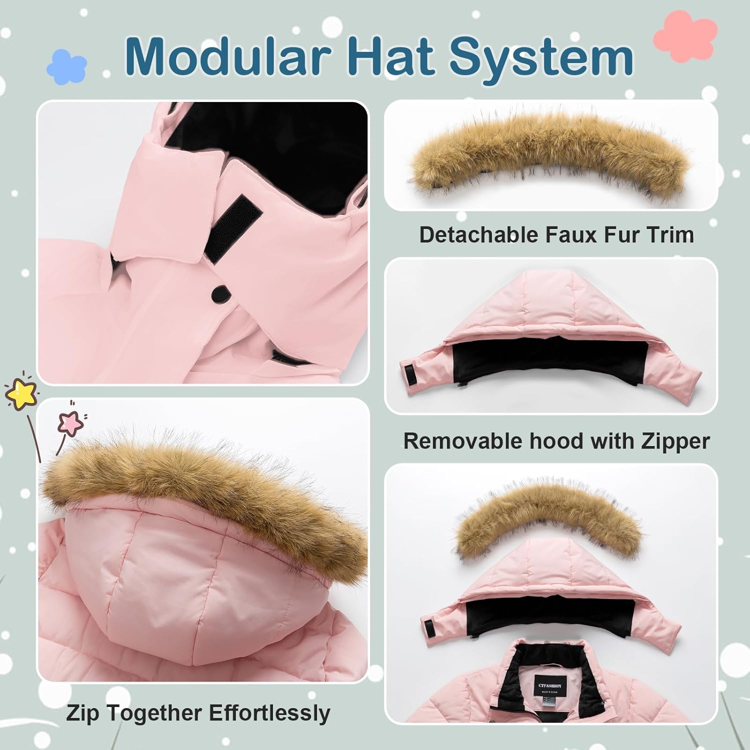 Girl's Puffer Jacket Kids Long Winter Coats Heavyweight Parka Warm Fleece Snow Outerwear with Removable Fur Hood - Image 7