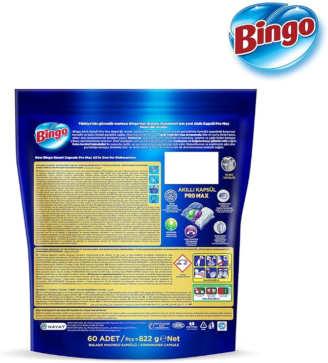 Bingo Smart Capsule Pro Max Dishwasher Detergent Tablet 60s