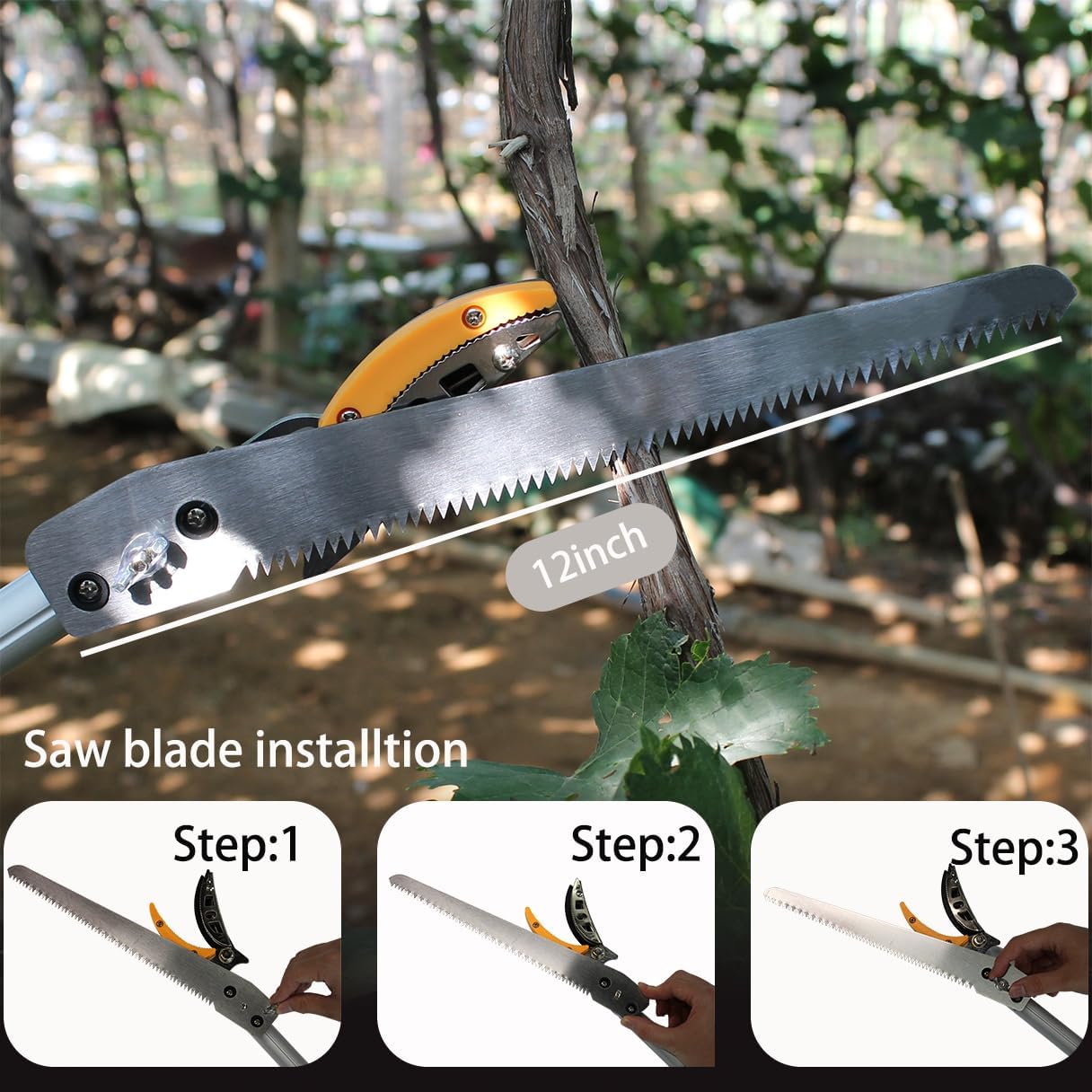 4.6-7.2 FT Telescopic Fruit Picker with Extendable Handle, Cut & Hold Pruners, Long Reach Pole Saw Shears, Telescoping Tree Trimmer for Thin Branches & Bypass Loppers