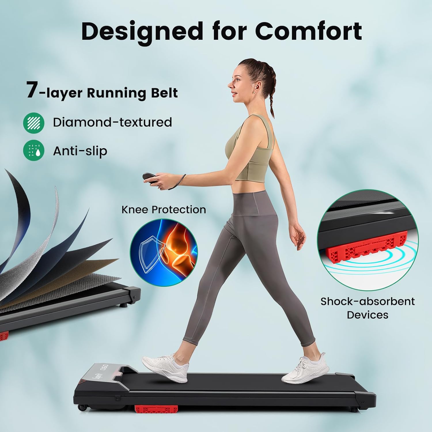 3 in 1 Walking Pad, Portable Under Desk Treadmill with LED Display, APP & Remote Control, 2.5HP Brushless Electric Walking Jogging Machine for Home & Office