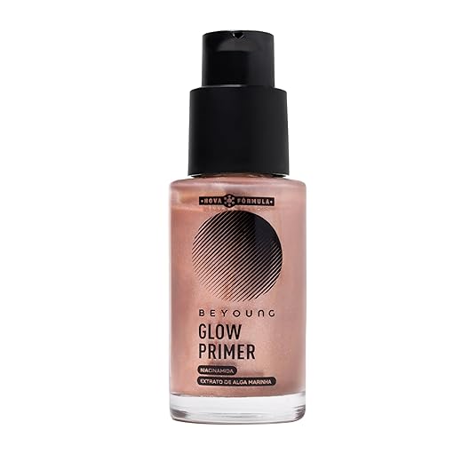Beyoung Glow Primer Rose 30ml – Fixa a Maquiagem, Reduz Poros e Controle de Oleosidade com Niacinamida e Alga Marinha