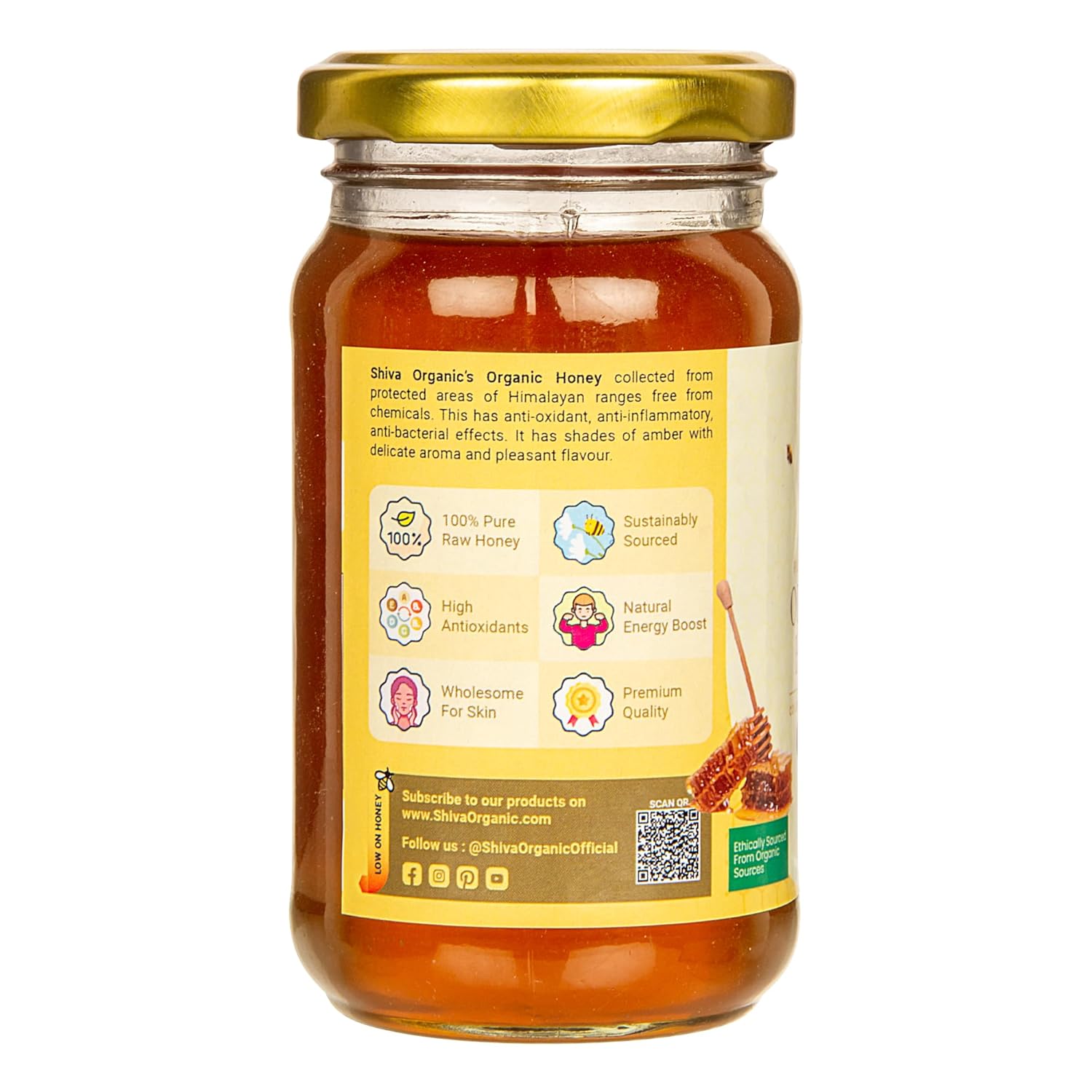 Shiva Organic's NPOP Organic Certified Honey - NMR Tested, Natural Honey, No Added Sugar, Flavorful - 8.81 Ounces (250g)