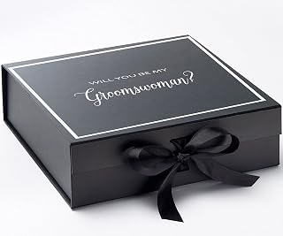 Wedding Goodies Will You Be My groomswoman? Proposal Box black - Border MediumWhite