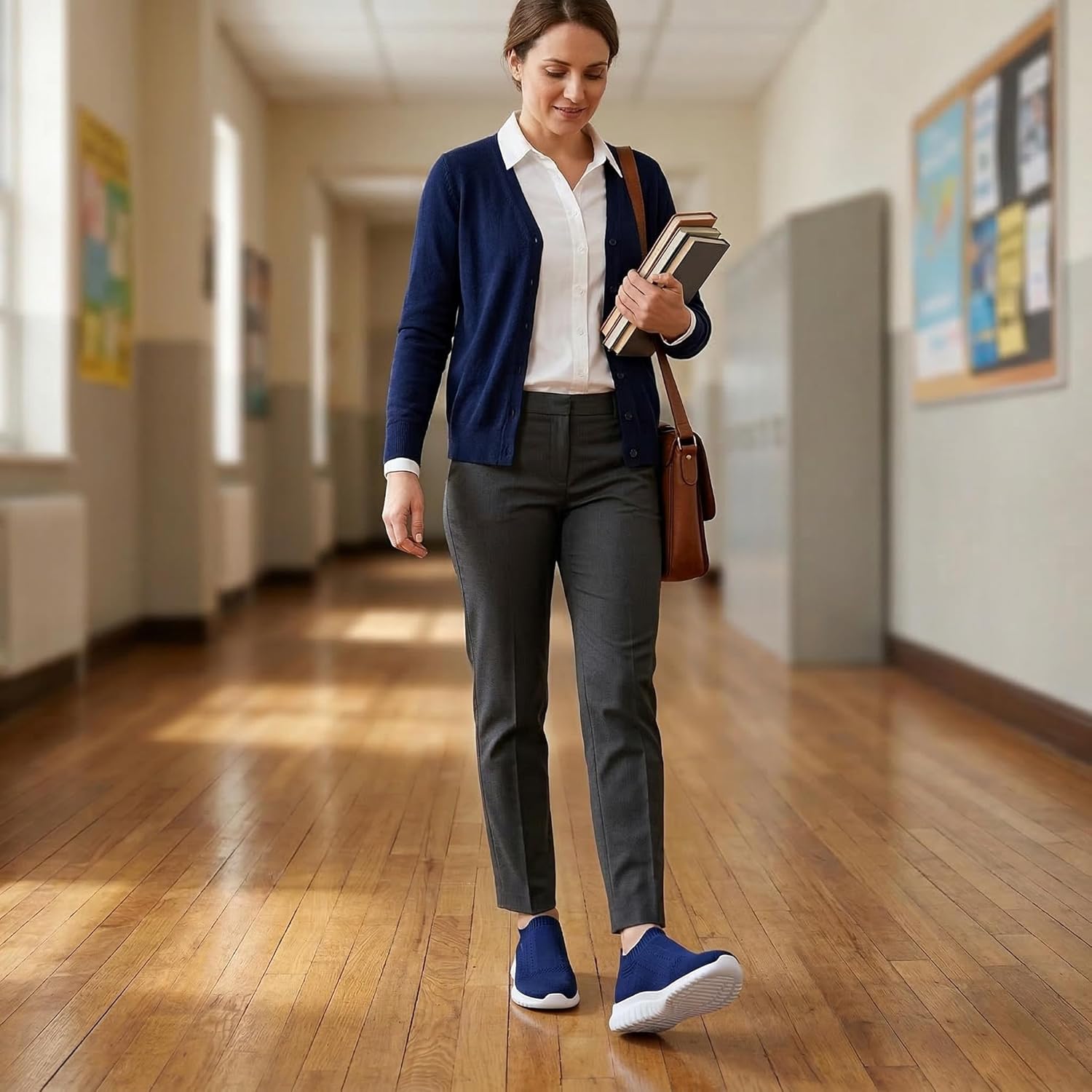 TIOSEBON Women's Walking Sock Shoes Elastic Knit Lightweight Slip on Breathable Yoga Sneakers