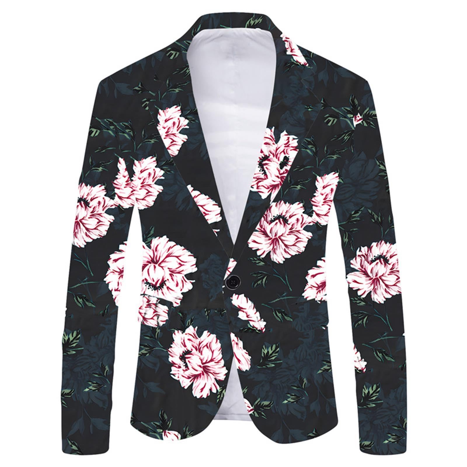 Generisch Giacca da uomo, slim fit, blazer, ricamata, smoking matrimonio, smoking, con motivo floreale, sportiva, per il tempo libero, per lo spettacolo