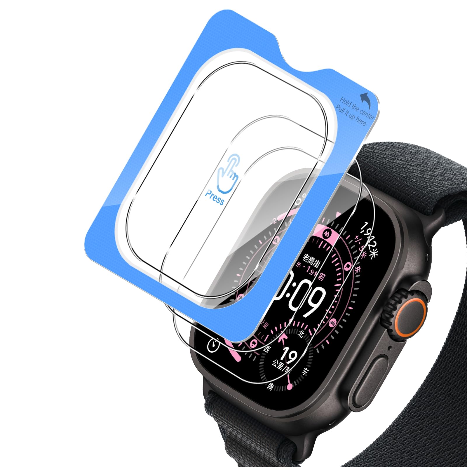 Yenwen Schutzfolie für Apple Watch Ultra 3 49mm für Panzerglas, 3 Stück Gehärtetes Glas Folie, Anti-Scratch Displayschutzfolie, Ultradünne Blasenfreie Displayschutz mit Montagerahmen