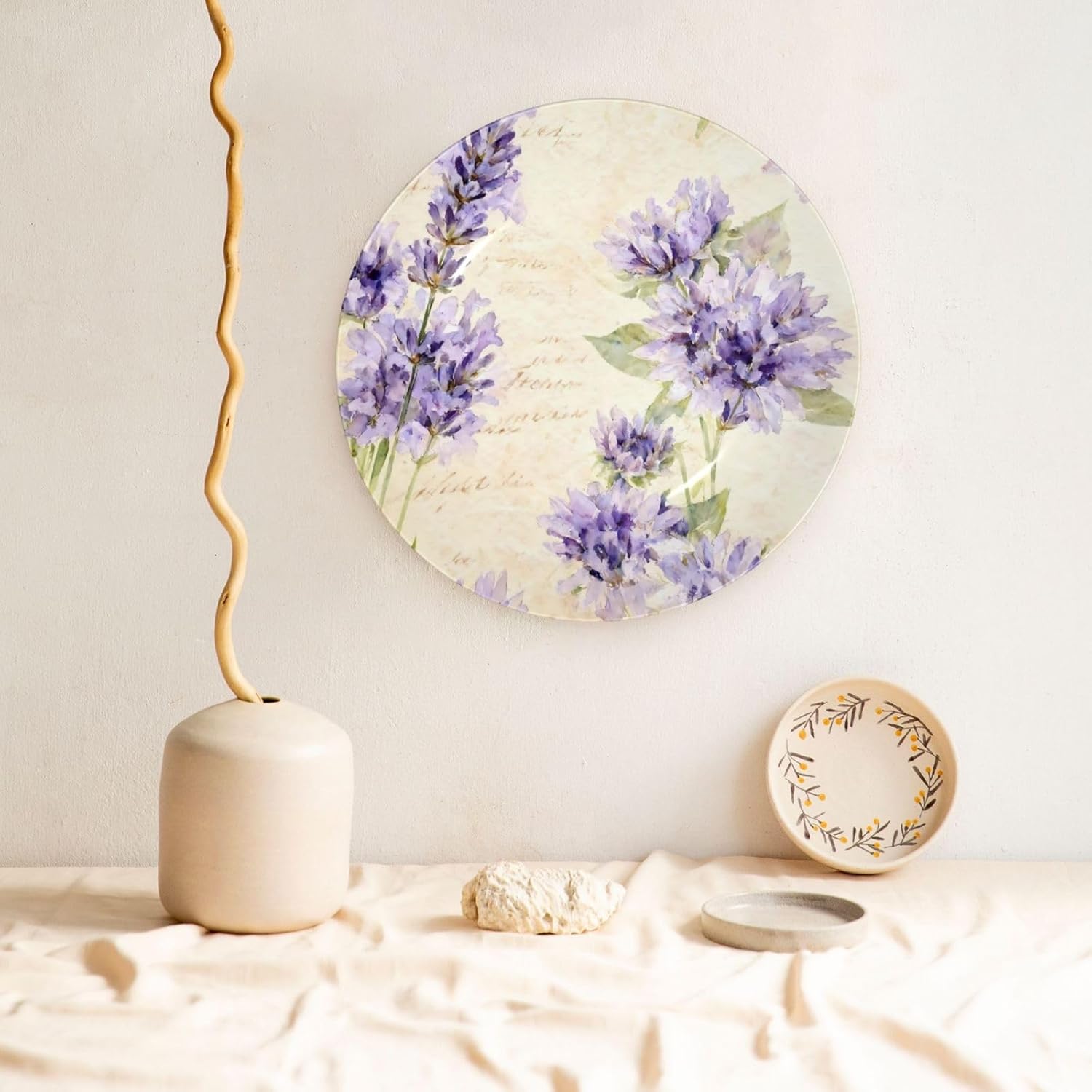 Retro Flowers Style Ceramic Plate Display Decorative Plate With Stand Wall Hanging Plate For Home Decor 10 Inch