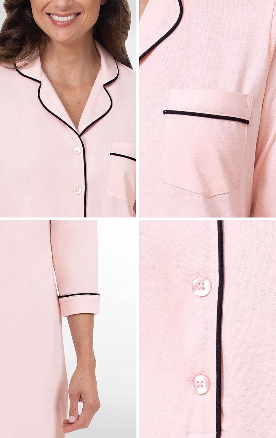 PajamaGram Long Flannel Nightgown - Women Nightgown, Plaid - Image 4