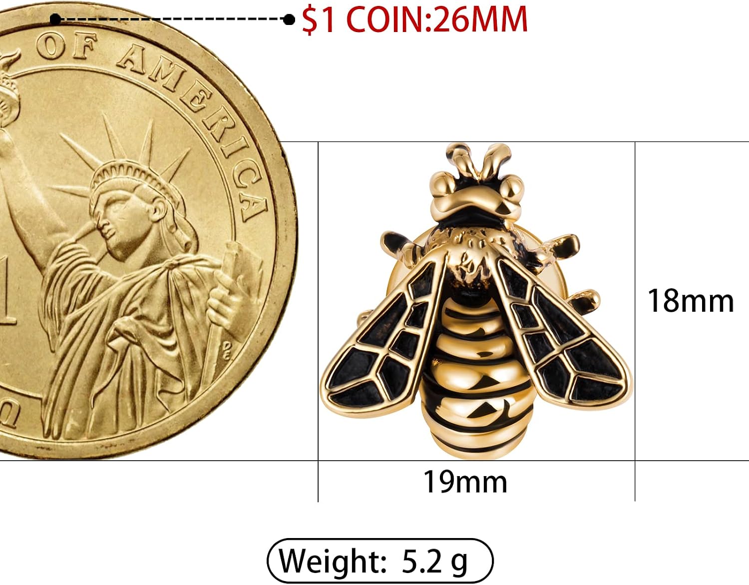 HAWSON Novelty Enamel Pins for Clothing Backpack Decoration Gift, Funny Laple Pin for Teen Boy and Girl, Metal Brooch Suit Stud (Bee)