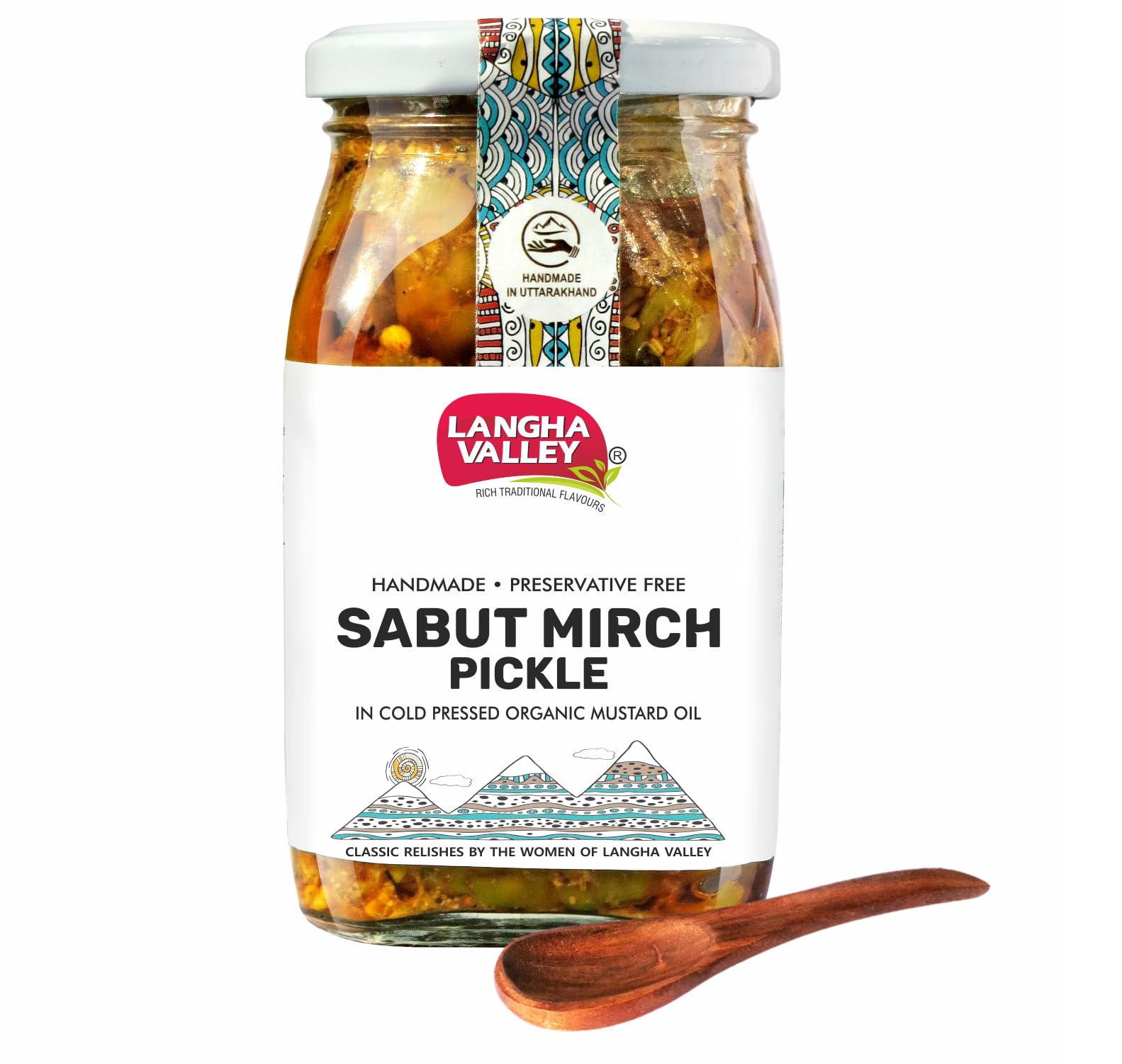 LANGHA VALLEY Homemade Sabut Mirch Pickle, Green Chilli Pickle, Made With 100% Cold-Pressed Organic Mustard Oil, Sun Dried & Sun Matured, Glass Jar with Wooden Spoon, 360 Grams (B0863LNVPR) Amazon Price History, Amazon Price Tracker