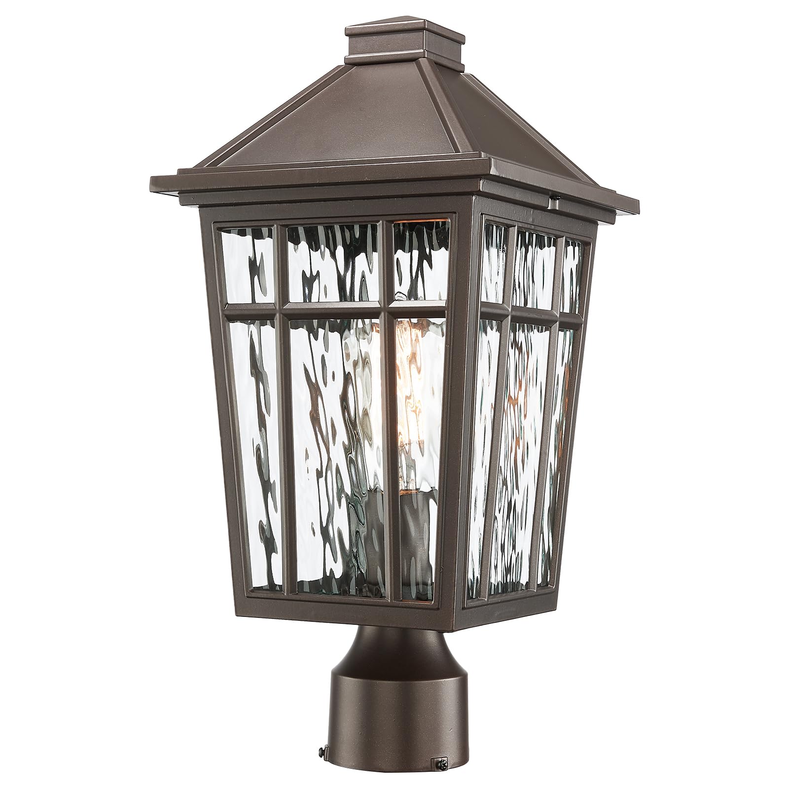 Darkaway Large Outdoor Post Lights Lamp Post Light Fixture, 17inch Waterproof Aluminum Housing with Water Ripple Glass, Fence Post Deck Lighting for Garden Patio Pathway