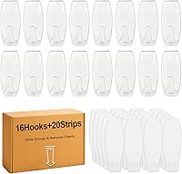Vista 1 de 16 Large Hooks+20 Strips, Clear Utility Hooks with Removable Strips Damage-Free, Wall Hooks Heavy Duty for Hanging Home Decor, Value Pack