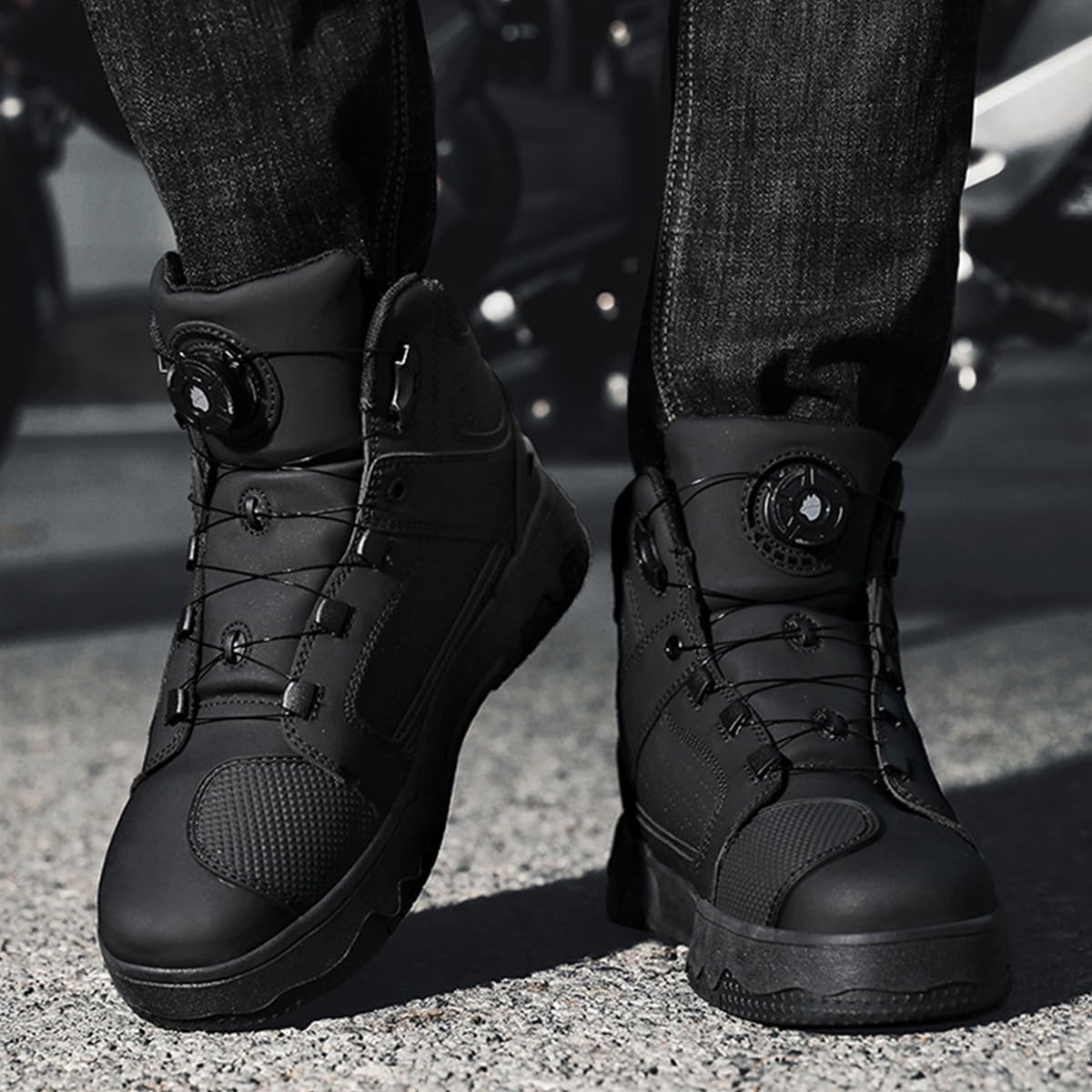 SDEQA Stivali da Moto Impermeabili da Uomo Scarpe Racing | Stivali da Motocross Protettivi Scarpe Moto con Supporto alla Caviglia per Pista e Strada