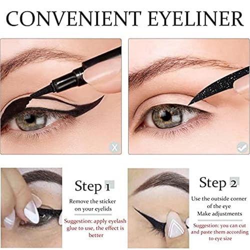 Miniatura 7 de Calcomanías reutilizables para delineador de ojos con pestañas, pestañas postizas autoadhesivas con purpurina, adhesivo impermeable para delineador