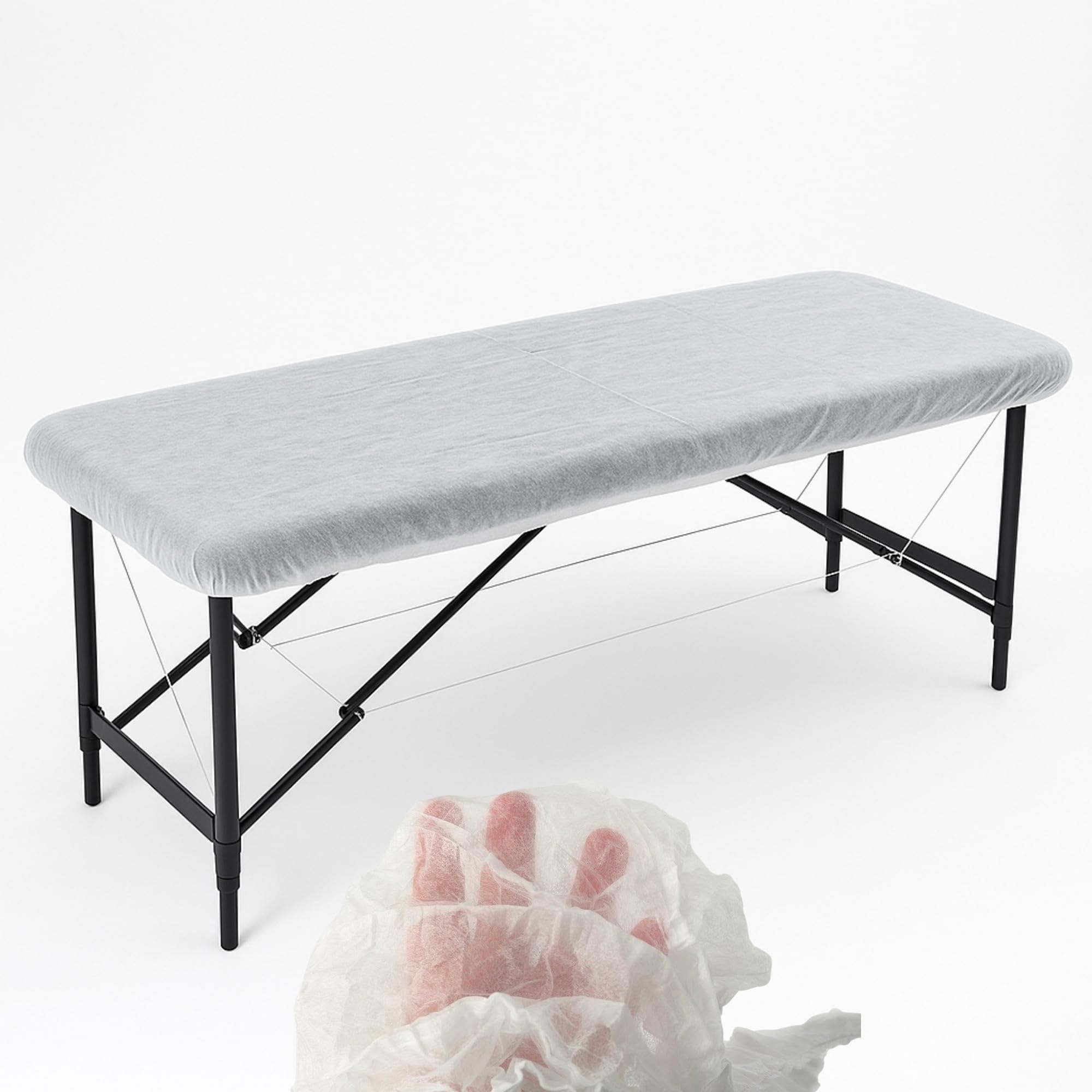 50 Stück Einweg Spannbezug 60×180 cm bis 80×210 cm, Spannlaken, Einwegbezüge mit elastischem Band, Einweg-Spannbettlaken aus Vliesstoff 15 g/m², Einweg Auflage für Massageliegen, Behandlungsliege