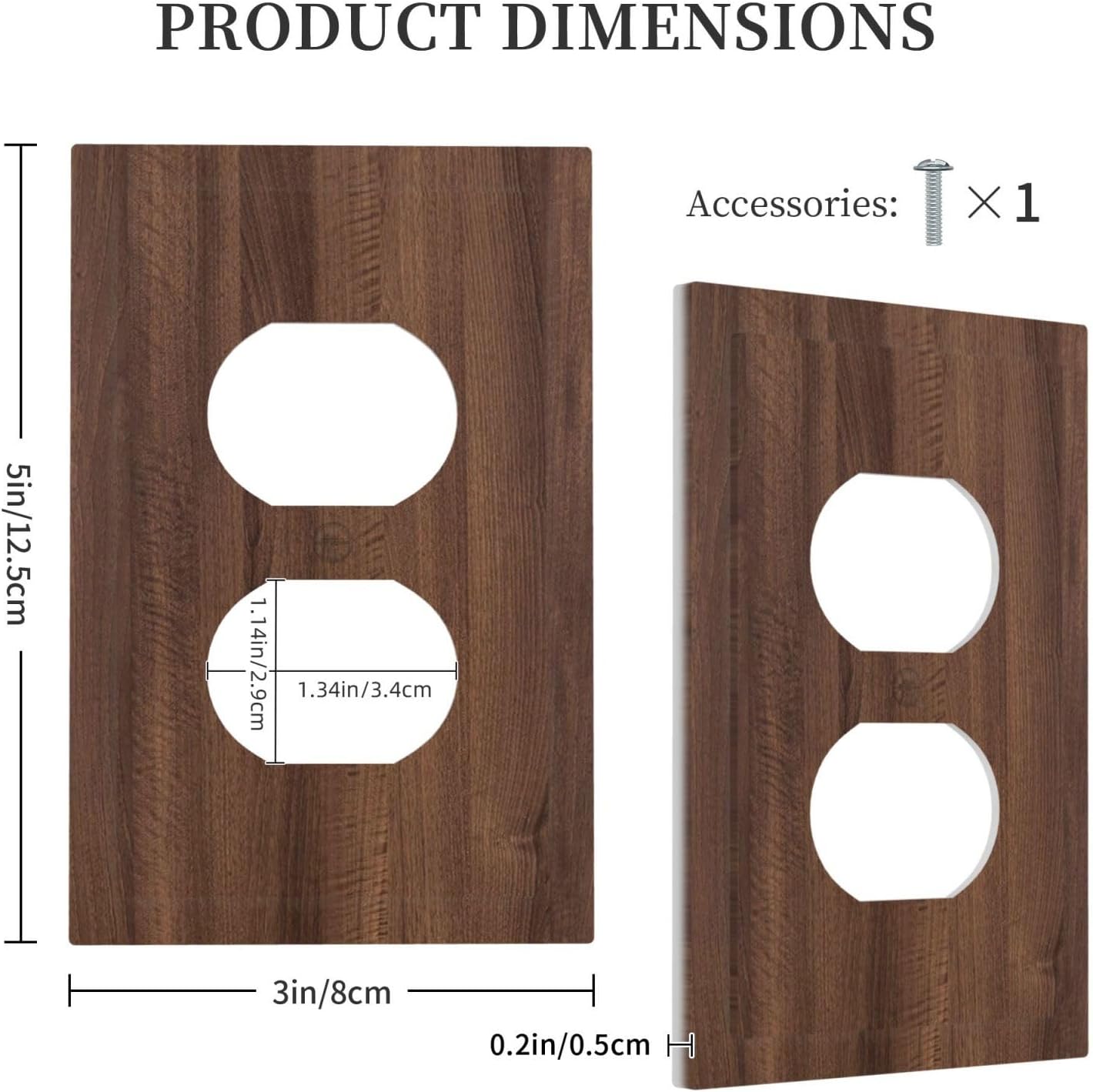 Outlet Covers Dark Walnut Wood Grain 1 Gang Duplex Light Switch Cover Plate Decorative Switch Plate Covers Electrical Socket Cover for Farmhouse Cabin Decor