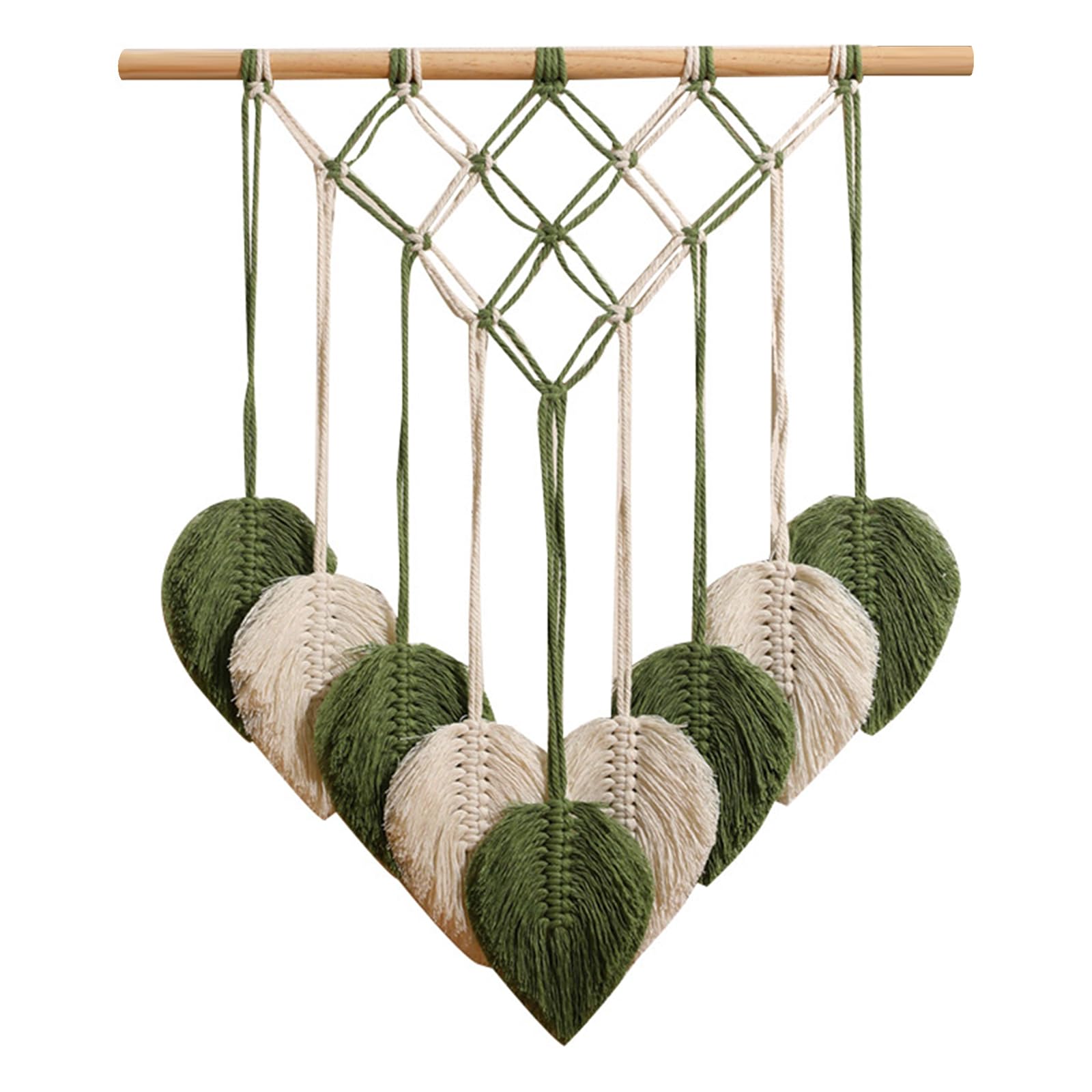 Hsioluted Handwoven Wall Tapestry with Design Cotton Thread Macrames Hanging Decors for Bedroom Living Room Nursery Backdrops Handwoven Leaves Wall Art