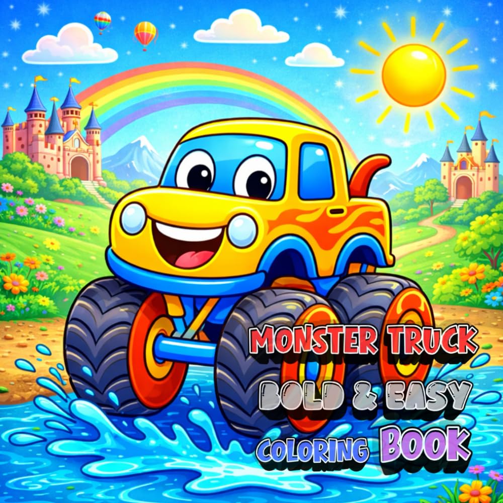 Cute Monster Truck Coloring Book Bold & Easy for Kids: Simple, Big, Bold & Fun Monster Trucks for Little Hands (Vehicle Coloring Book – Bold & Easy Series)