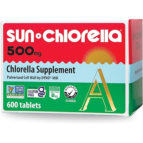 Sun Chlorella 500mg Whole Body Wellness Green Algae Superfood Supplement - Immune Defense, Gut Health, Natural Purification, Energy Boost - Chlorophyll, B12, Iron, Protein - Non-GMO - 600 Tablets