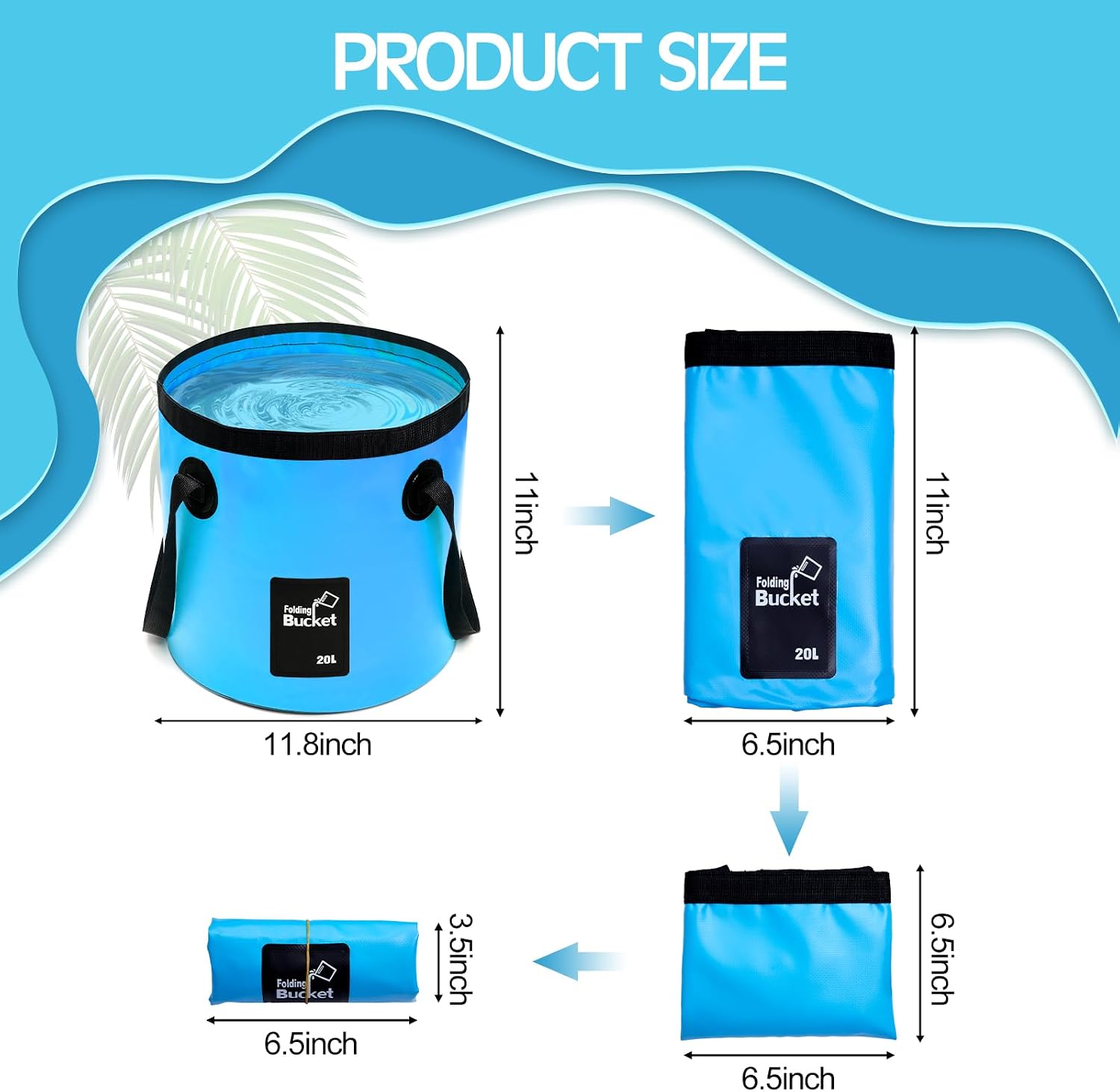 6 Pcs 20l Collapsible Bucket with Handle 5 Gallon Folding Water Container Blue Lightweight Foldable Bucket for Outdoor Camping, Hiking, Traveling, Kitchen
