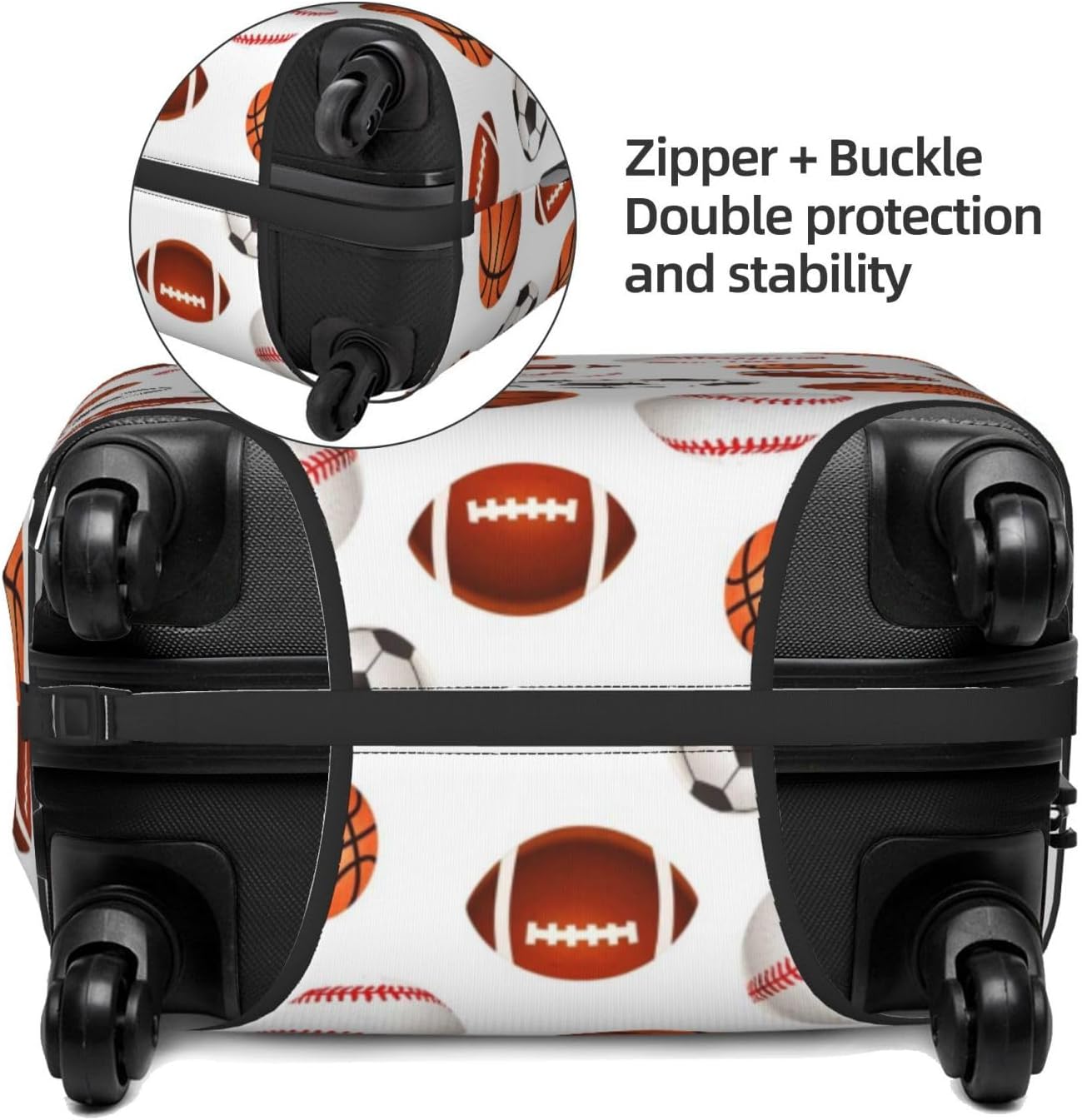 ADovz Soccer Basketball Travel Luggage Cover Washable Suitcase Cover Fashion Stretch Suitcase Protector Cover Anti-Scratch Baggage Covers Fits 18-21 Inch Luggage