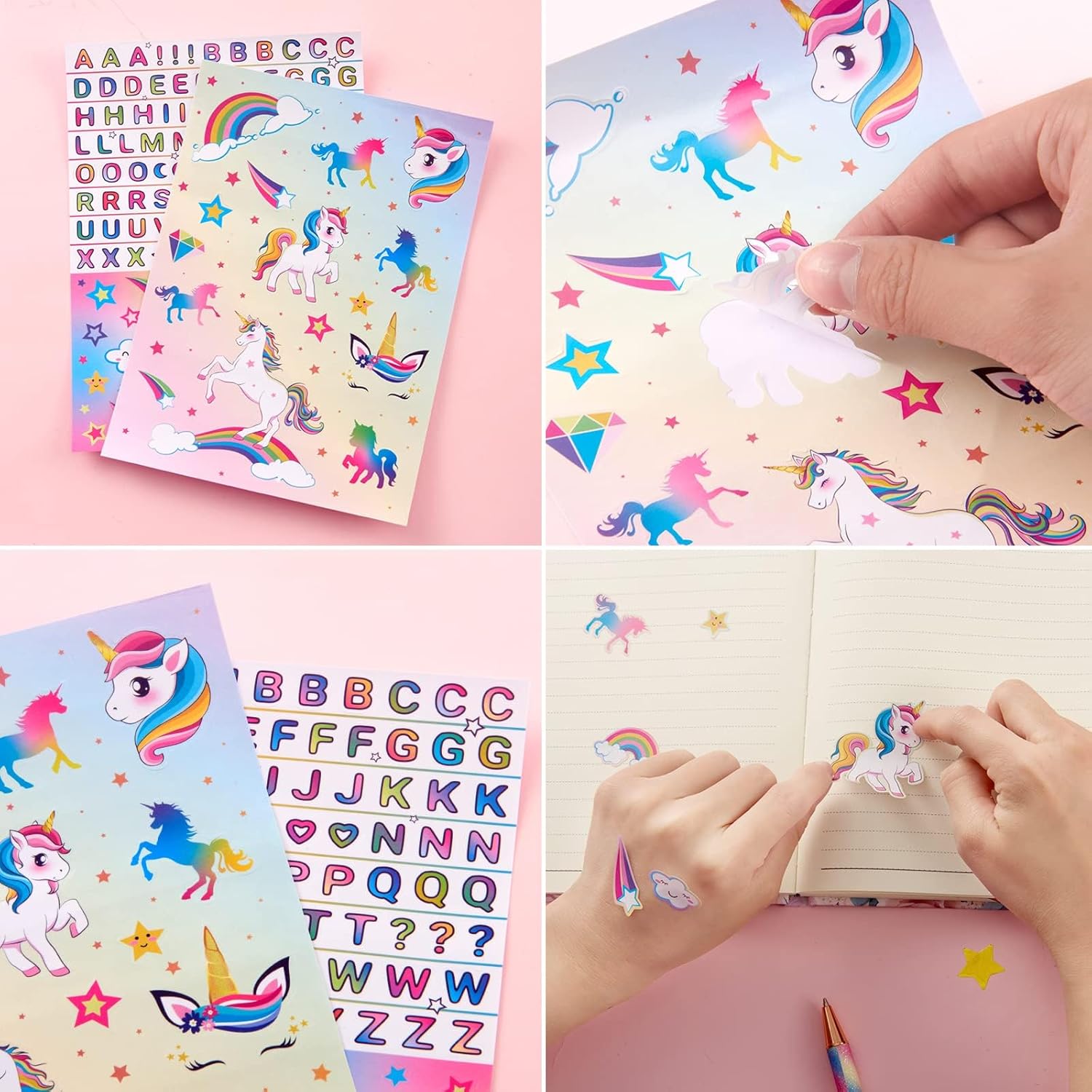 WERNNSAI Unicorn Kids Diary for Girls, Secret Diary with Lock Keys, Journal Notebook with Pen Stickers Birthday Christmas Gift for Girls, School Travel A5 Lined Writing Drawing Notepad