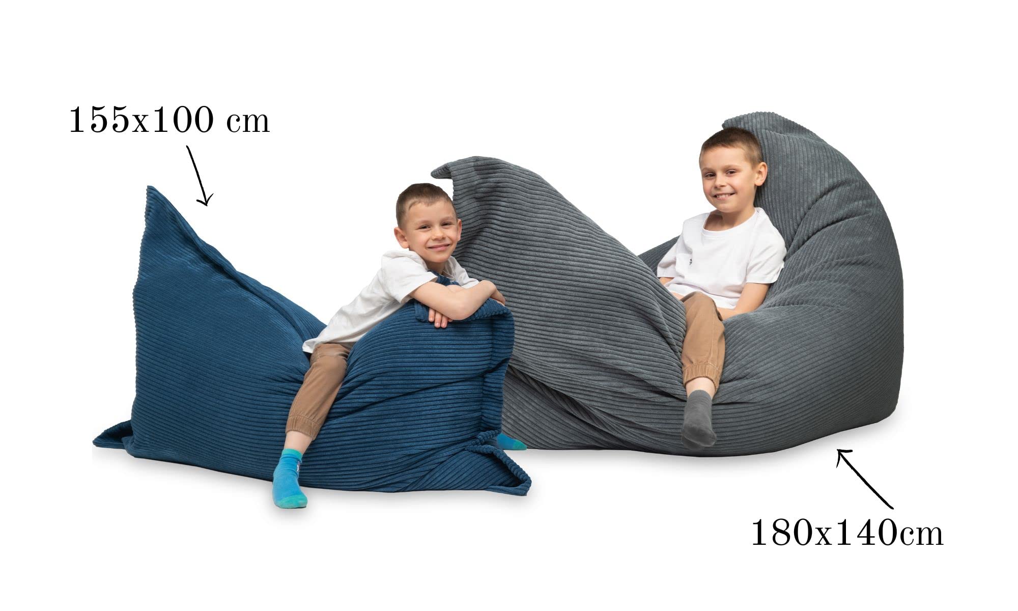 chilly pilley Sitzsack L XL XXL Cordstoff Bodenkissen Beanbag Styropor Füllung Riesensitzsack Cord-Material Sitzkissen Gartenkissen zum Liegen und Sitzen Cord 100x155 Dunkelgrün