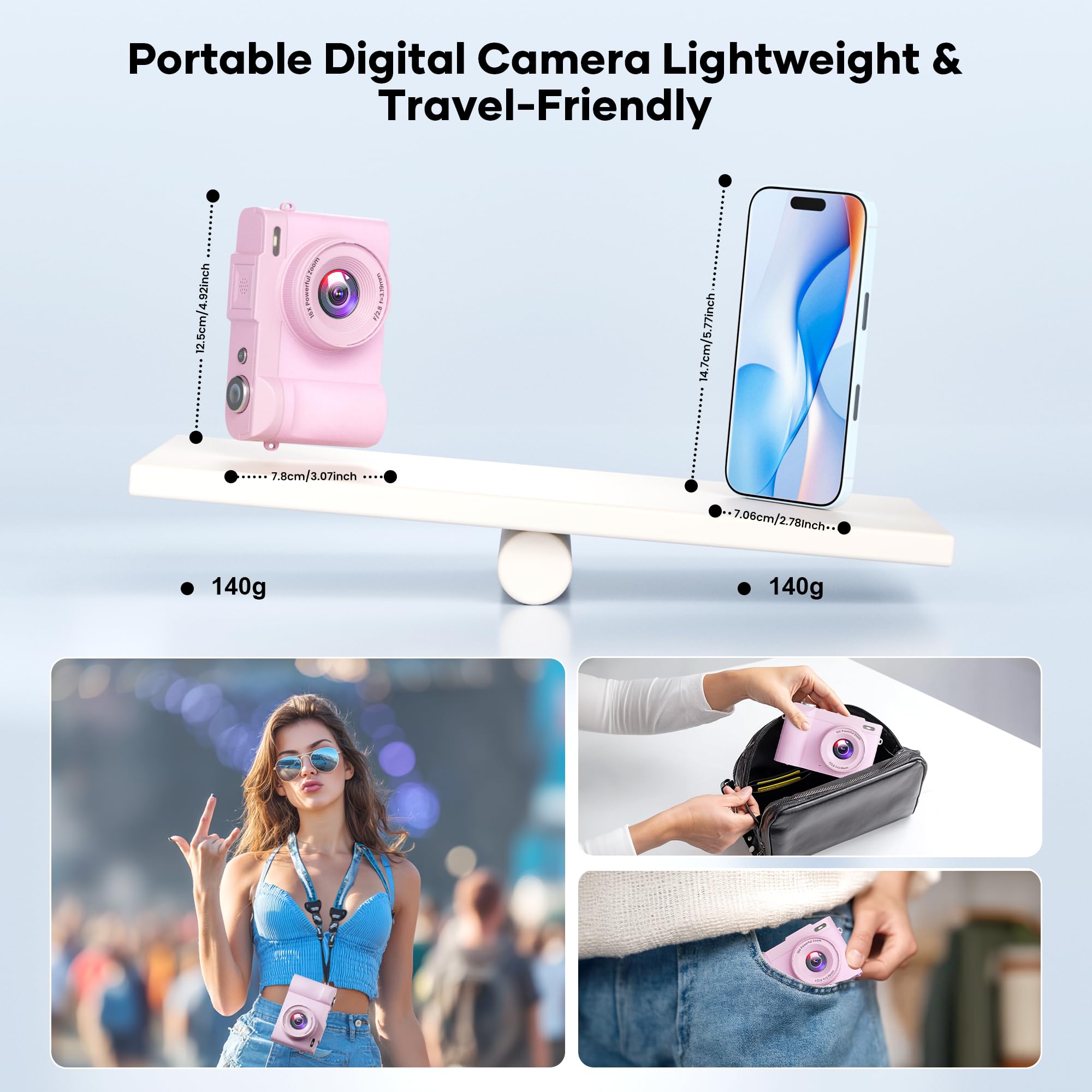 4K Digitalkamera für Fotografie Autofokus, Kompakte 50MP Kamera mit 180° Flip Screen, 16X Digitalzoom, Camara Fotografica mit 32GB Karte - Großartig für Vlogging und Lernen Fotografie