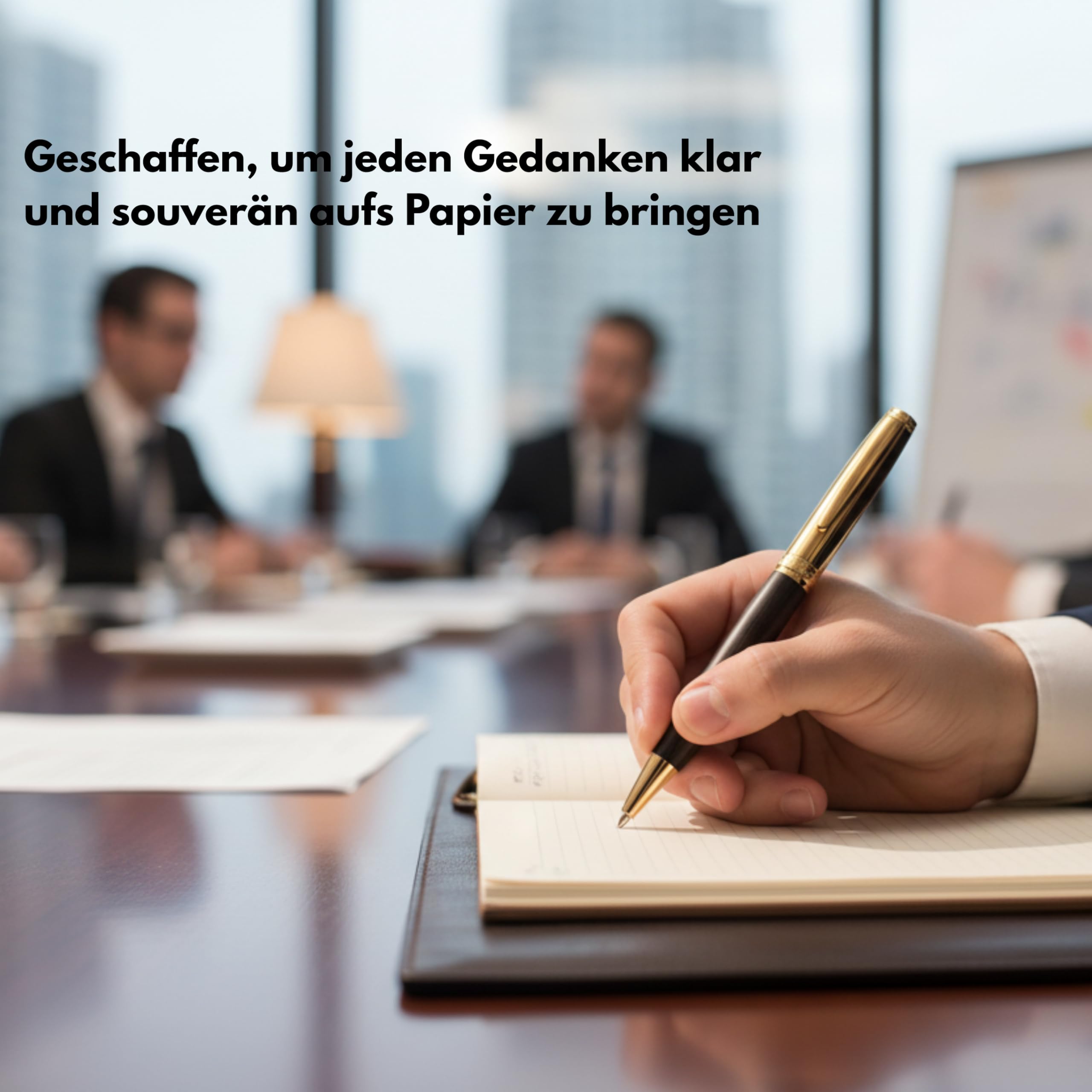 Hörner Legno Kugelschreiber mit Gravur I Ebenholz-Gold I Premium Design I Edle Geschenk-Box I Schreibfarbe Blau I Strichstärke M 1 mm I Drehkugelschreiber I Hochwertiger Holzkugelschreiber