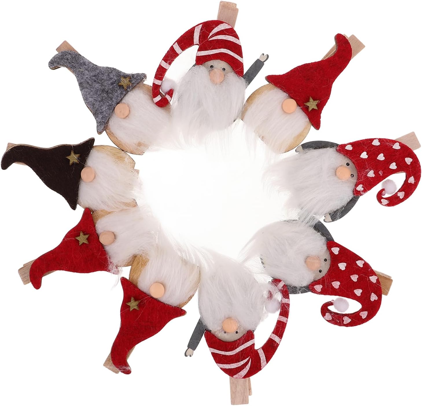 VOSAREA 9pcs Decorative Wooden Clips for Christmas Creative Santa Claus Clips for Photos Memorable Notes and Festive Decorations Random Styles for Use