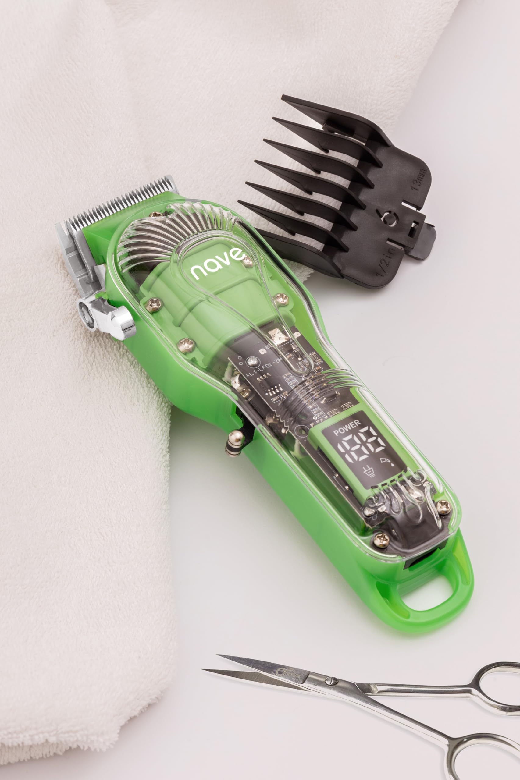 Nave Tagliacapelli senza fili per uomo, tagliacapelli professionale a T a distanza zero, ricaricabile, display LCD, lama regolabile e pettini, uso domestico e barbiere (verde)