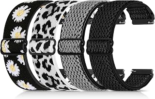 4 Pack 22mm Elastic Bands Compatible with Garmin Vivoactive 4 45mm, Garmin Forerunner 570 47mm, Forerunner 255/265, Amazfit GTR 4/3/2, Smartwatch Band for Amazfit Bip 6/5 Women Men