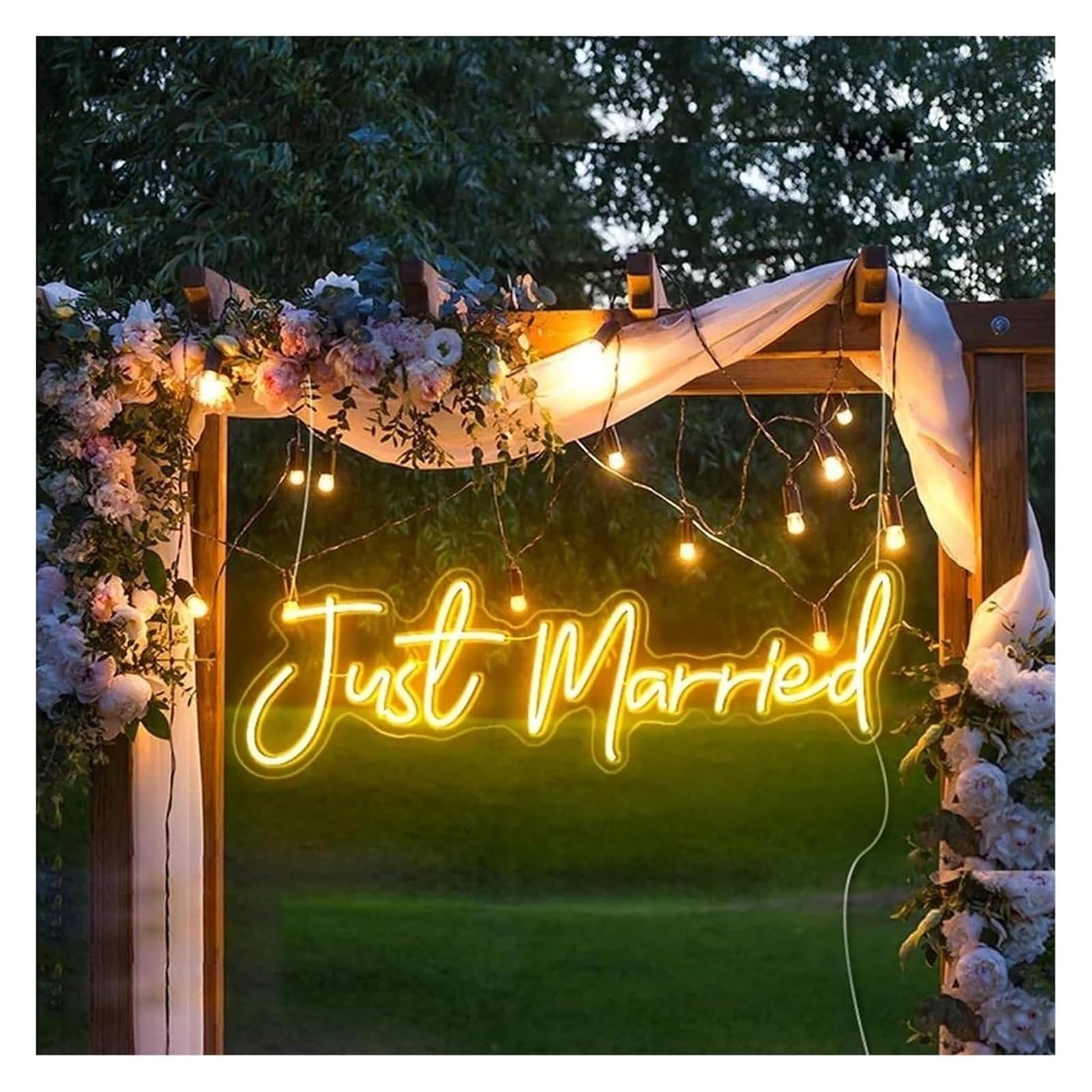 Lampada al neon con atmosfera rilassante,scritta "Just Mared",per decorazioni murali per matrimoni feste di fidanzamento(B)