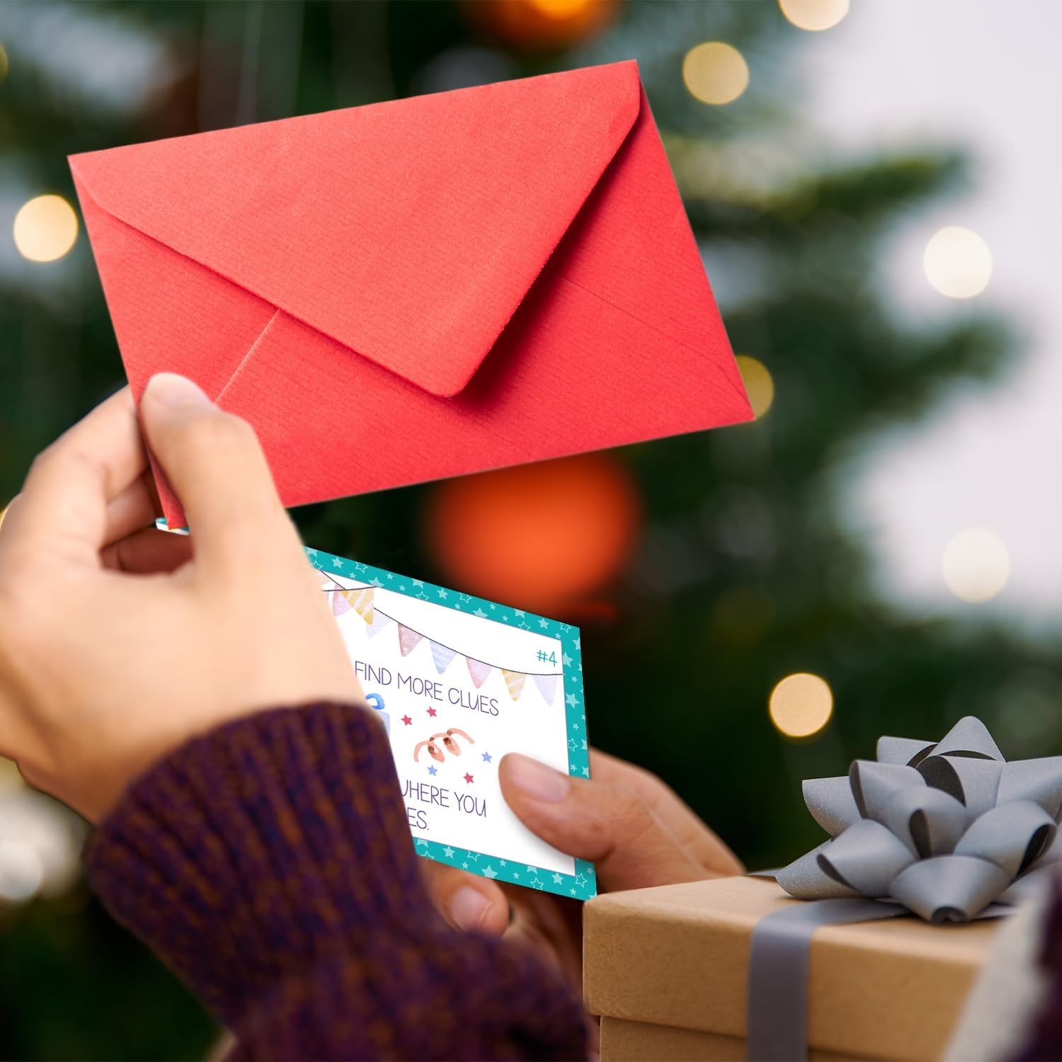 Birthday Treasure Hunt Clue Cards, Cake Scavenger Hunt Game, Set of 19 Cards and 18 Envelopes, Indoor Ourdoor Birthday Party Activities Celebration Game, Birthday Party Decorations - SR7