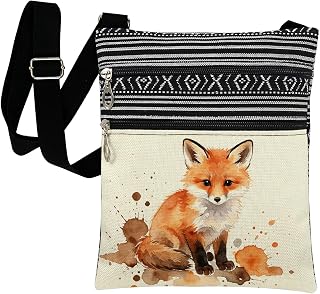 Fox Print Crossbody Bag Everyday Casual Outings Purse | Adjustable Strap Single Bag Secure Zipper Purse Phone Wallet Keys Lip Gloss Ideal Holiday Birthday Present for Sister Friend