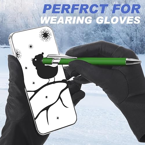 Miniatura 125 de 12 bolígrafos con punta de lápiz capacitivo, 0.039 in de tinta negra, bolígrafo de metal para pantallas táctiles, bolígrafo 2 en 1 (cian y oro rosa)