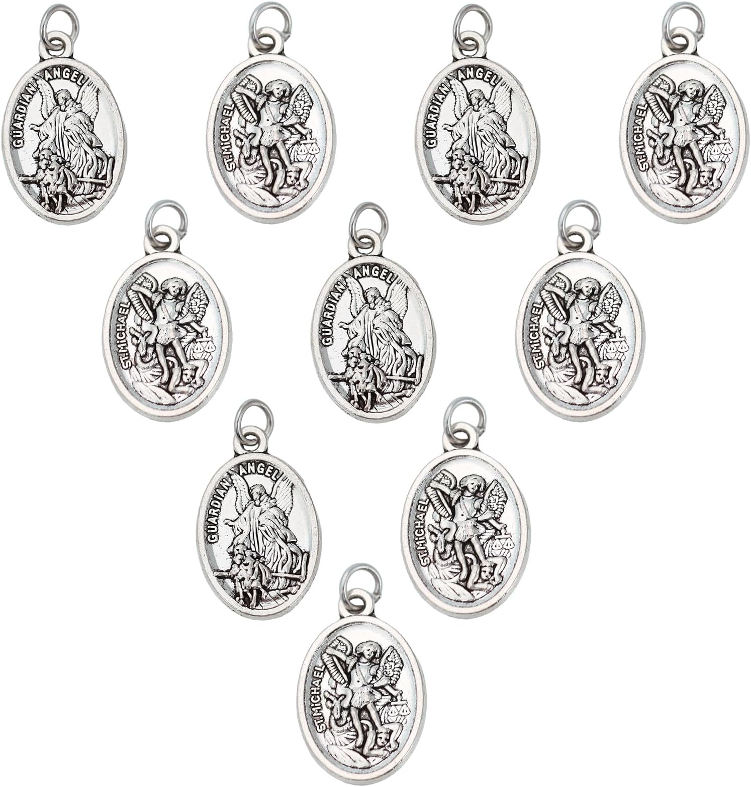 10 Pcs St Michael Medal Saint Michael Pendant,St Michael Pendant for Archangel Michael Necklace,San Miguel Arcangel Medalla Religious Medals for Men Women