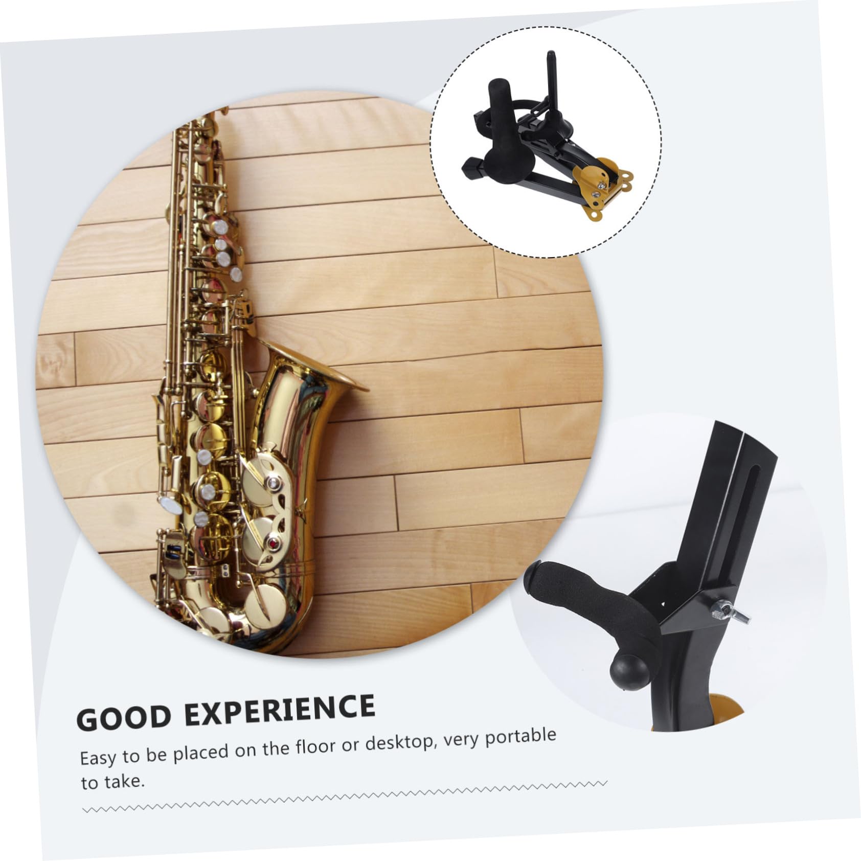 VANZACK Supporto Pieghevole Protezione Antifrizione per Sax Contralto e Clarinetto in Ferro Nero Portatile per Uso su Tavolo o Pavimento