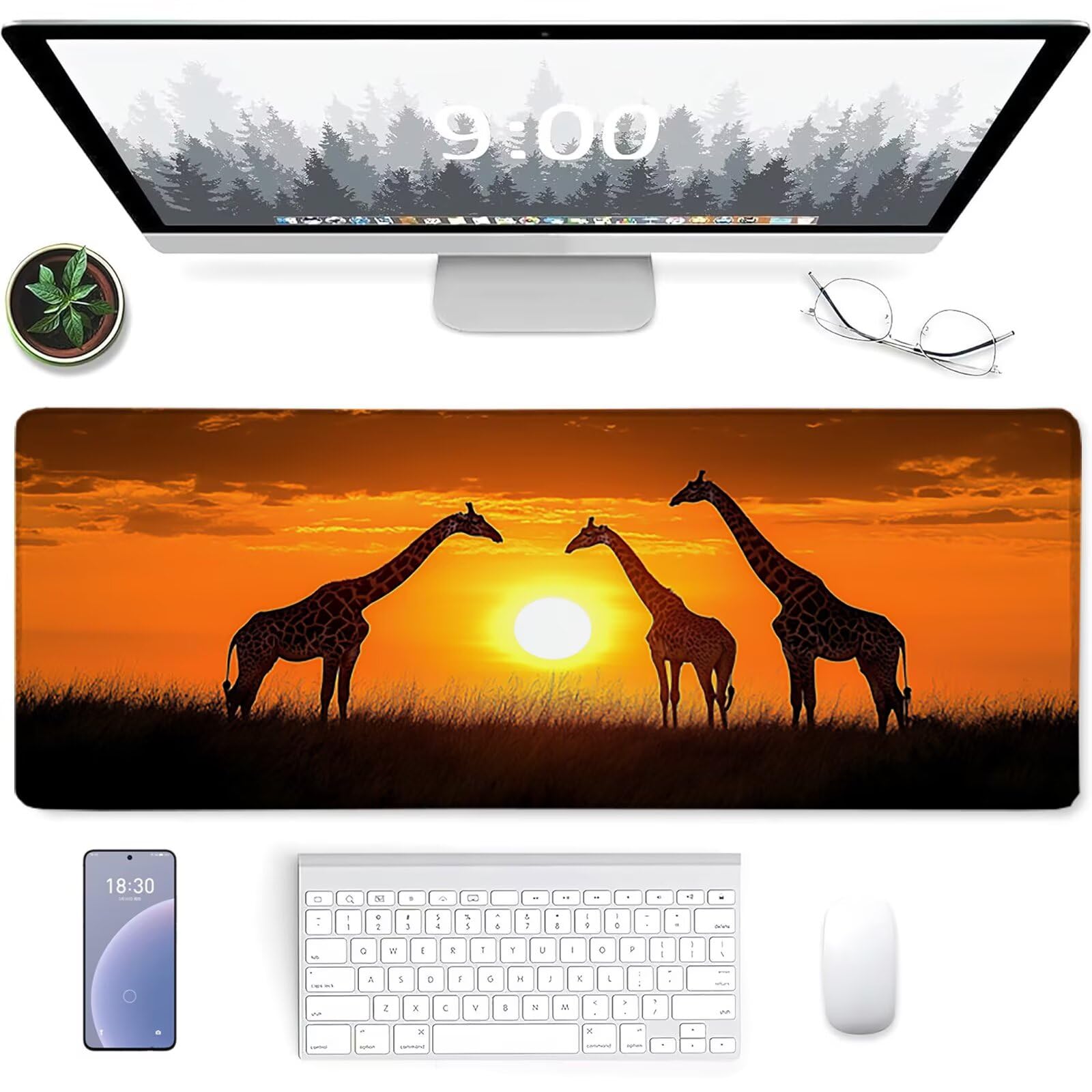 X-4483 podkładka pod mysz do gier Sunset 1600 x 800 x 3 mm, podkładka pod mysz z przeszytą krawędzią, podkładka pod mysz z antypoślizgową gumową podstawą, akcesoria biurowe, podkładka pod klawiaturę