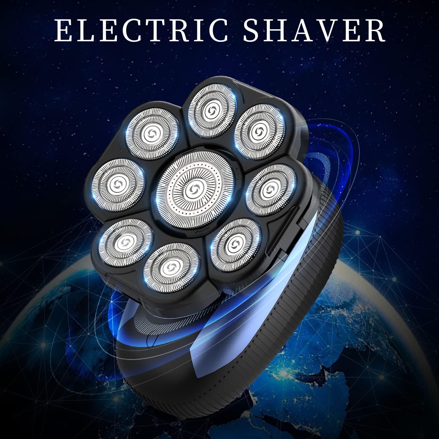 Head Shavers for Bald Men 9D Electric Rotary Shaver Multifunctional Mens Bald Head Shaver Cordless Electric Razor for Men Wet & Dry Beard Clippers Rechargeable Shavers for Balding Man