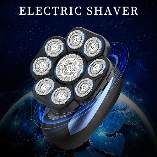 Miniatura 7 de Afeitadoras de cabeza para hombres calvos, máquina de afeitar rotativa eléctrica 9D, multifuncional, afeitadora de cabeza calva para hombre,