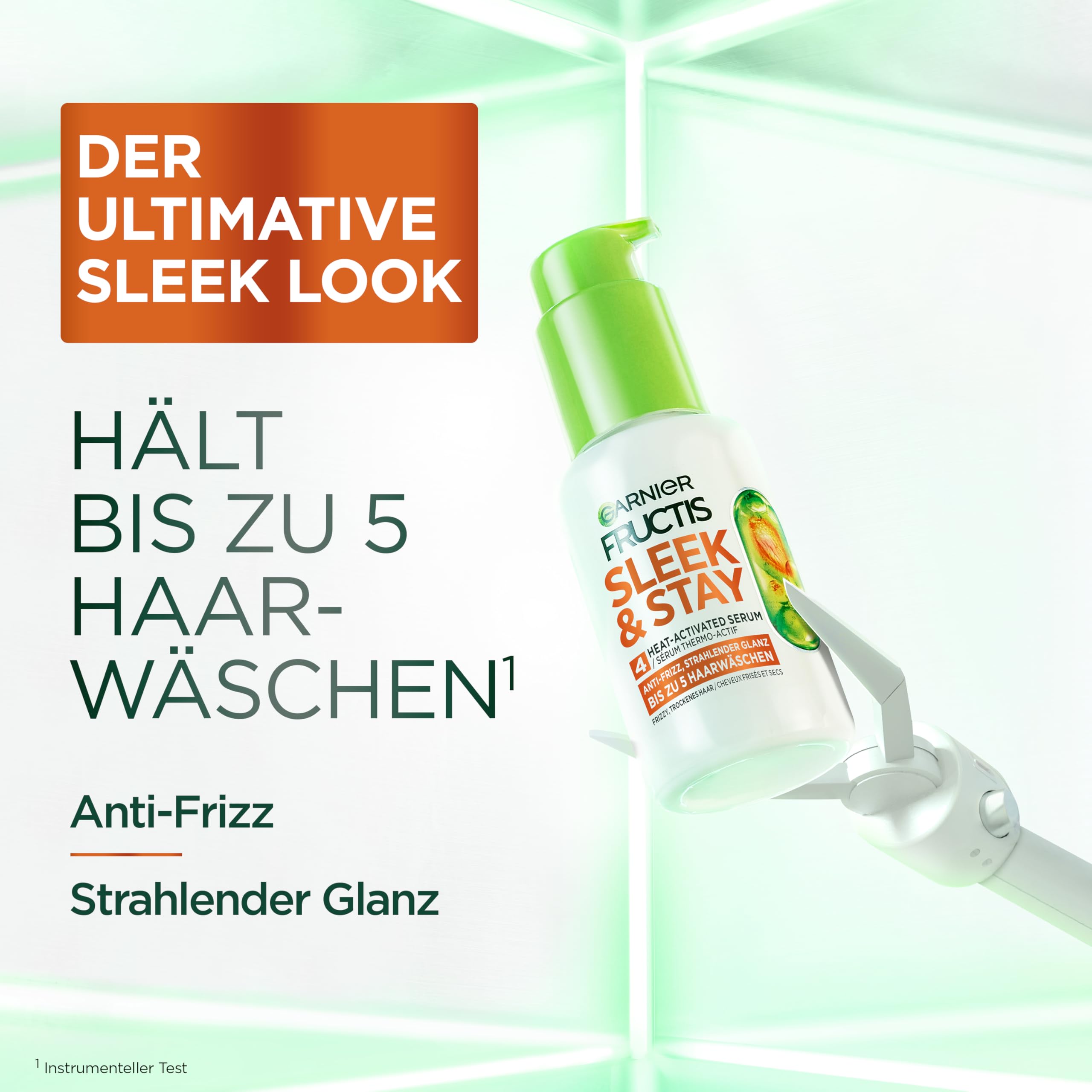 Garnier Fructis Keratin Sleek Kit de soin avec shampooing, après-shampoing, masque et sérum à l'huile d'argan et complexe kératine-leek pour cheveux secs et sujets aux frisottis