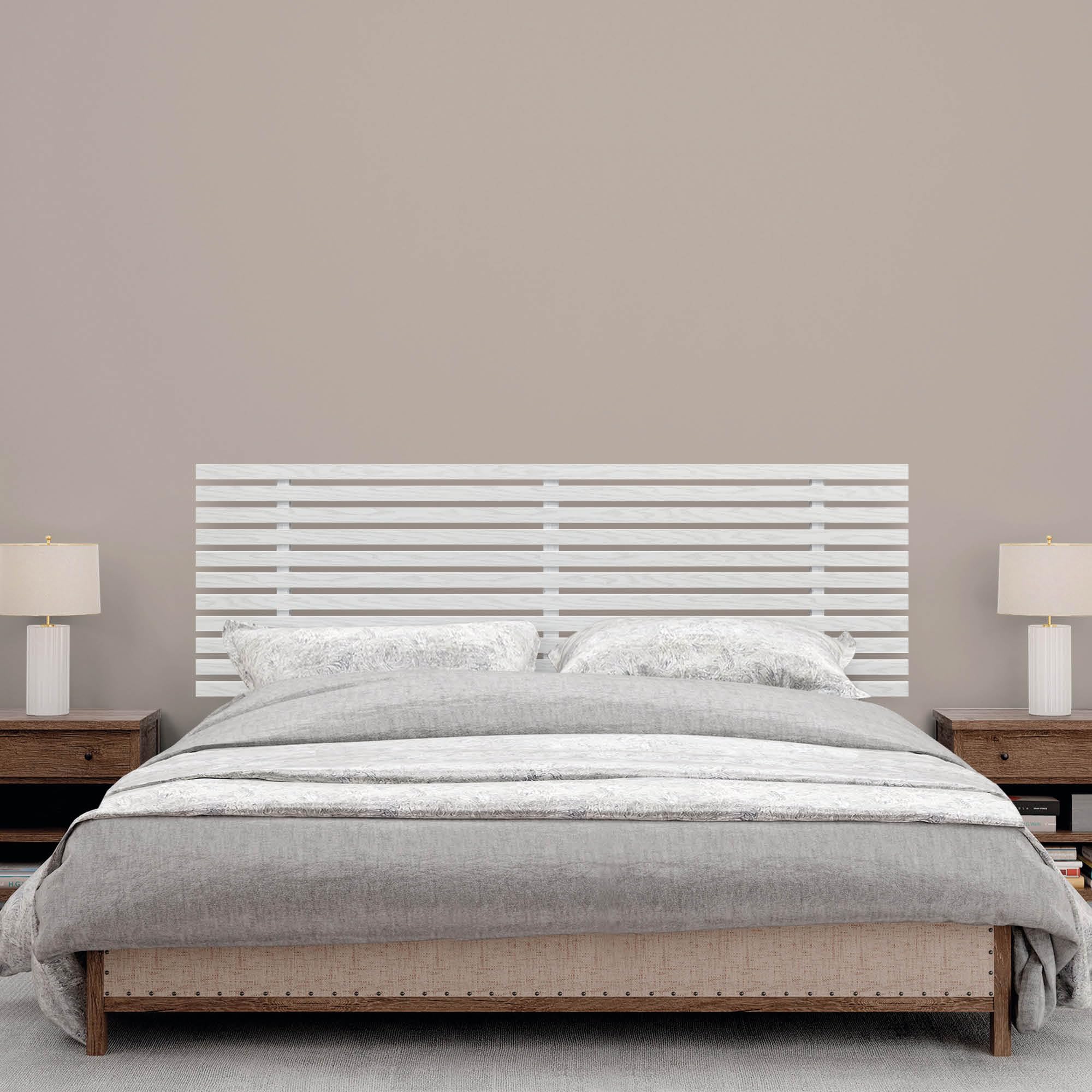 DHOME Testiera in Legno Riciclato DM con Gambe Stile Giapponese Letto Pallet Supporti inclusi (Legno Bianco, 160cm)