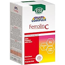 ESI – Multicomplex Ferrolin C, Integratore Alimentare di Ferro, Utile in Caso di Carenza, Contrasta la Stanchezza e Contribuisce allo Sviluppo di Globuli Rossi, Senza Glutine e Vegan, 24 Pocket Drinks