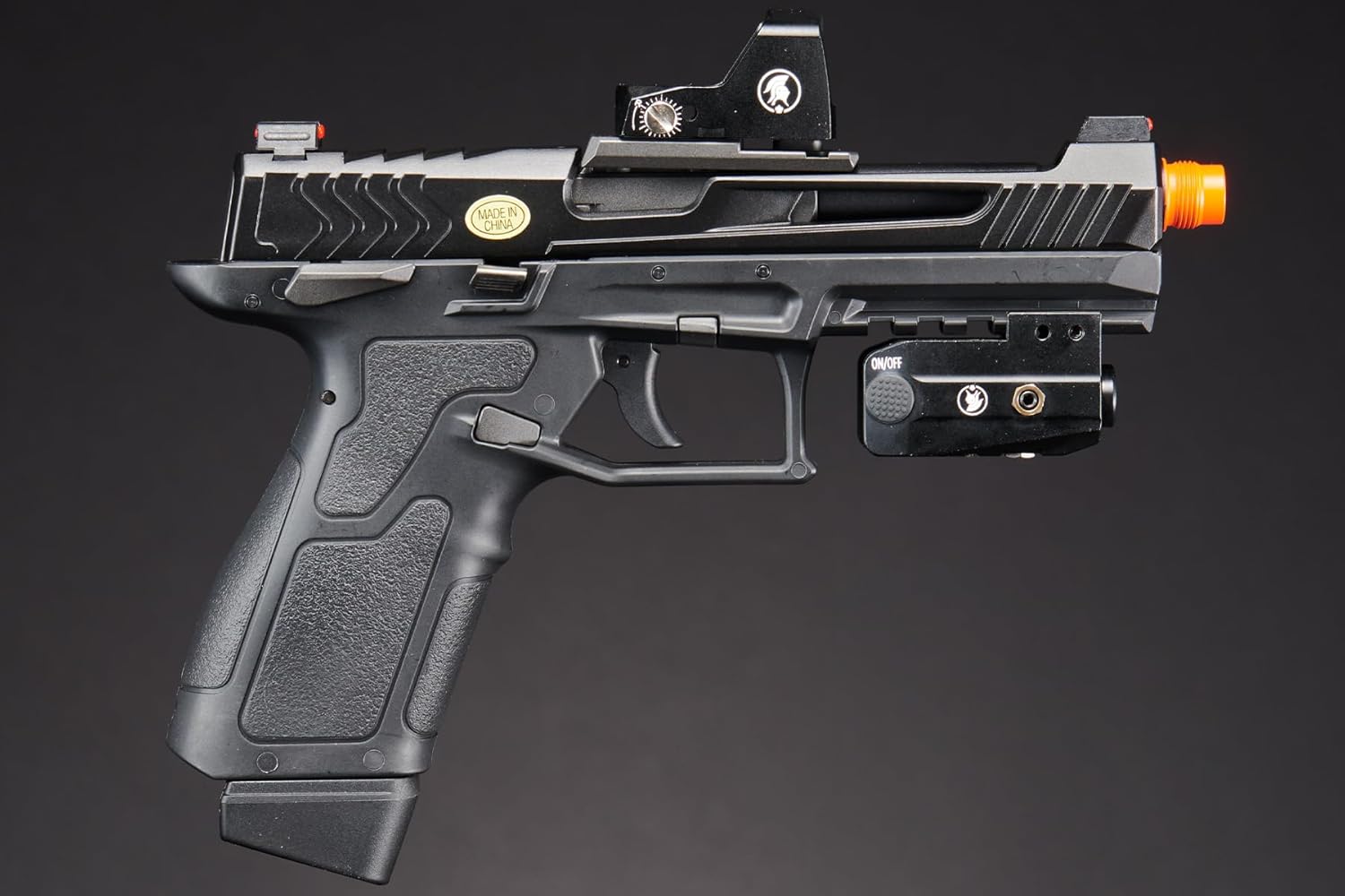 Lancer Tactical Competition Gas Blowback Airsoft Pistol with Low Profile MICR Red Dot Flashlight & Laser (Red)